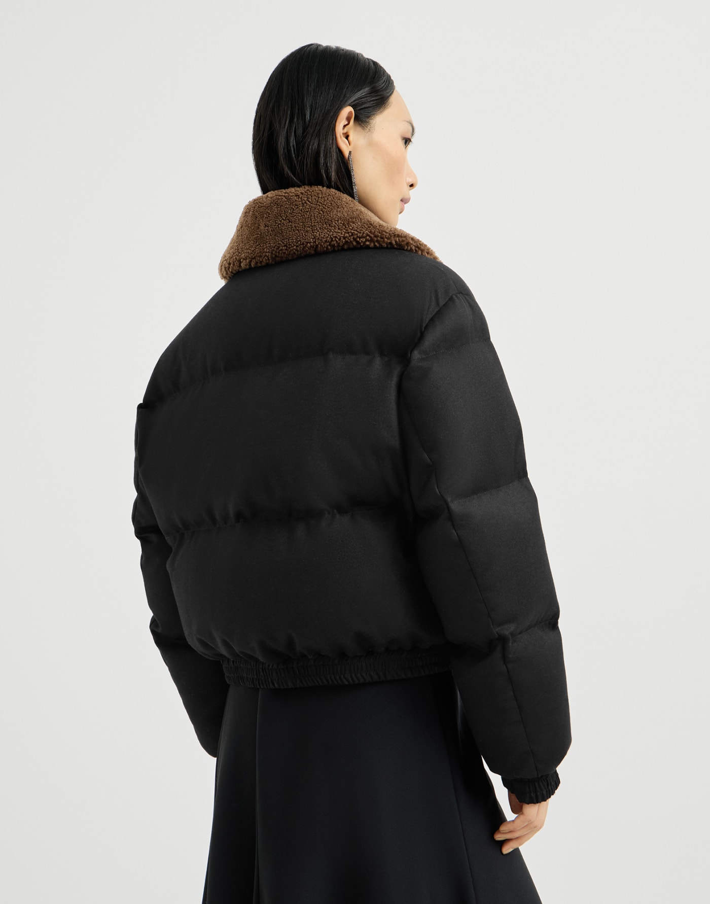 Down jacket with shearling collar Black Woman - Brunello Cucinelli