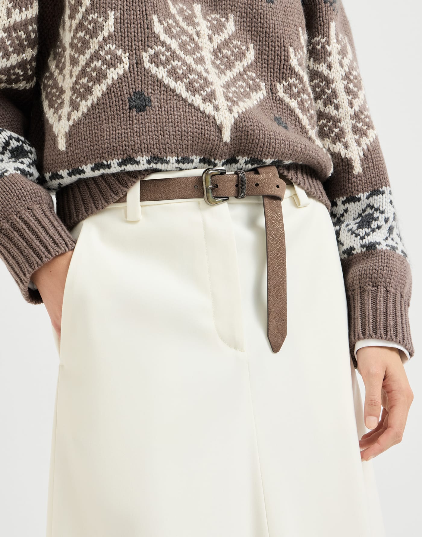 Sparkling textured leather belt Bark Woman - Brunello Cucinelli