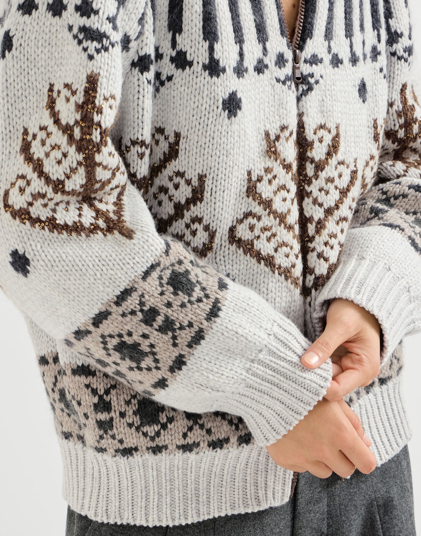 Nordic heritage cardigan Pearl Woman - Brunello Cucinelli