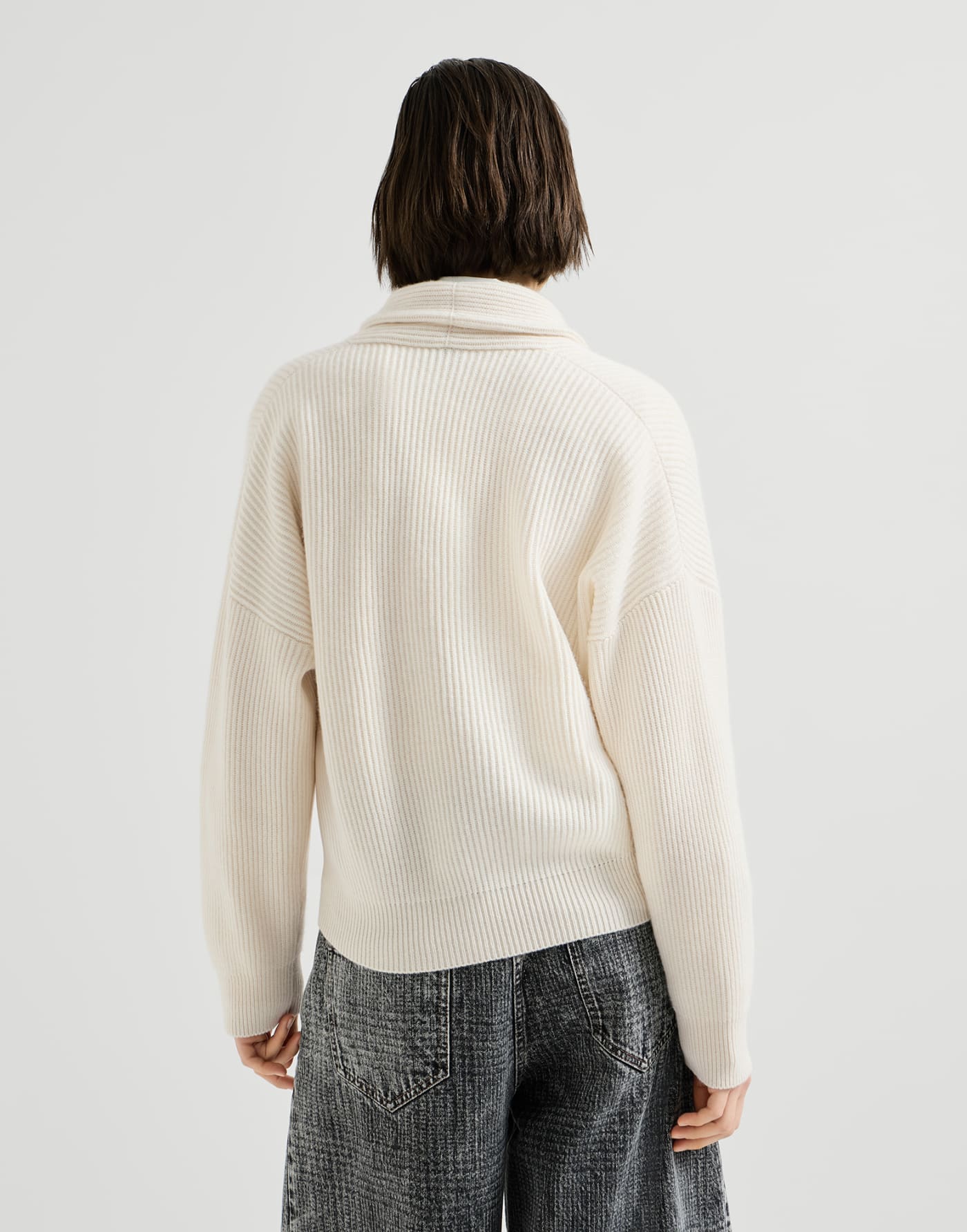 English rib cashmere cardigan Butter Woman - Brunello Cucinelli