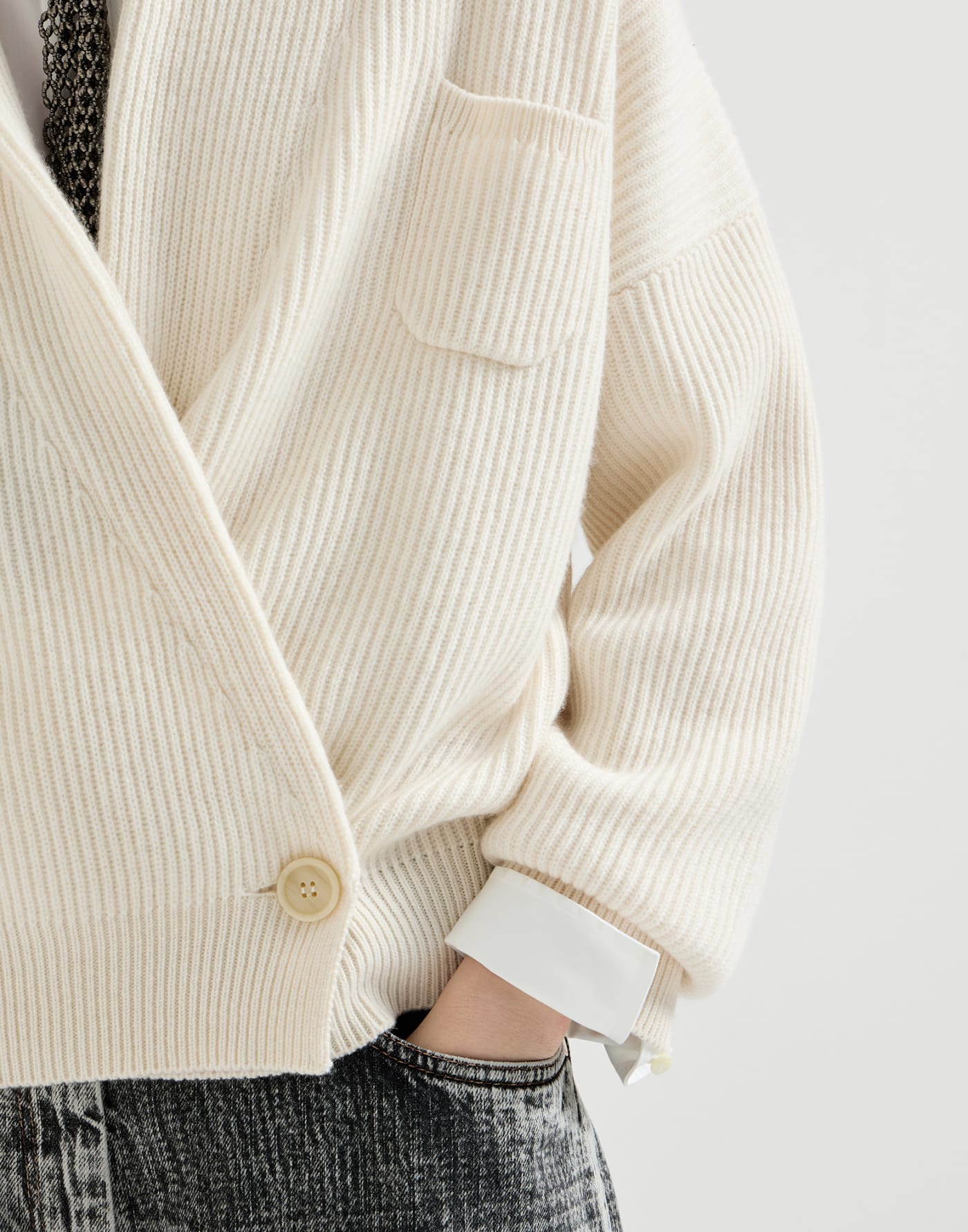 English rib cashmere cardigan Butter Woman - Brunello Cucinelli