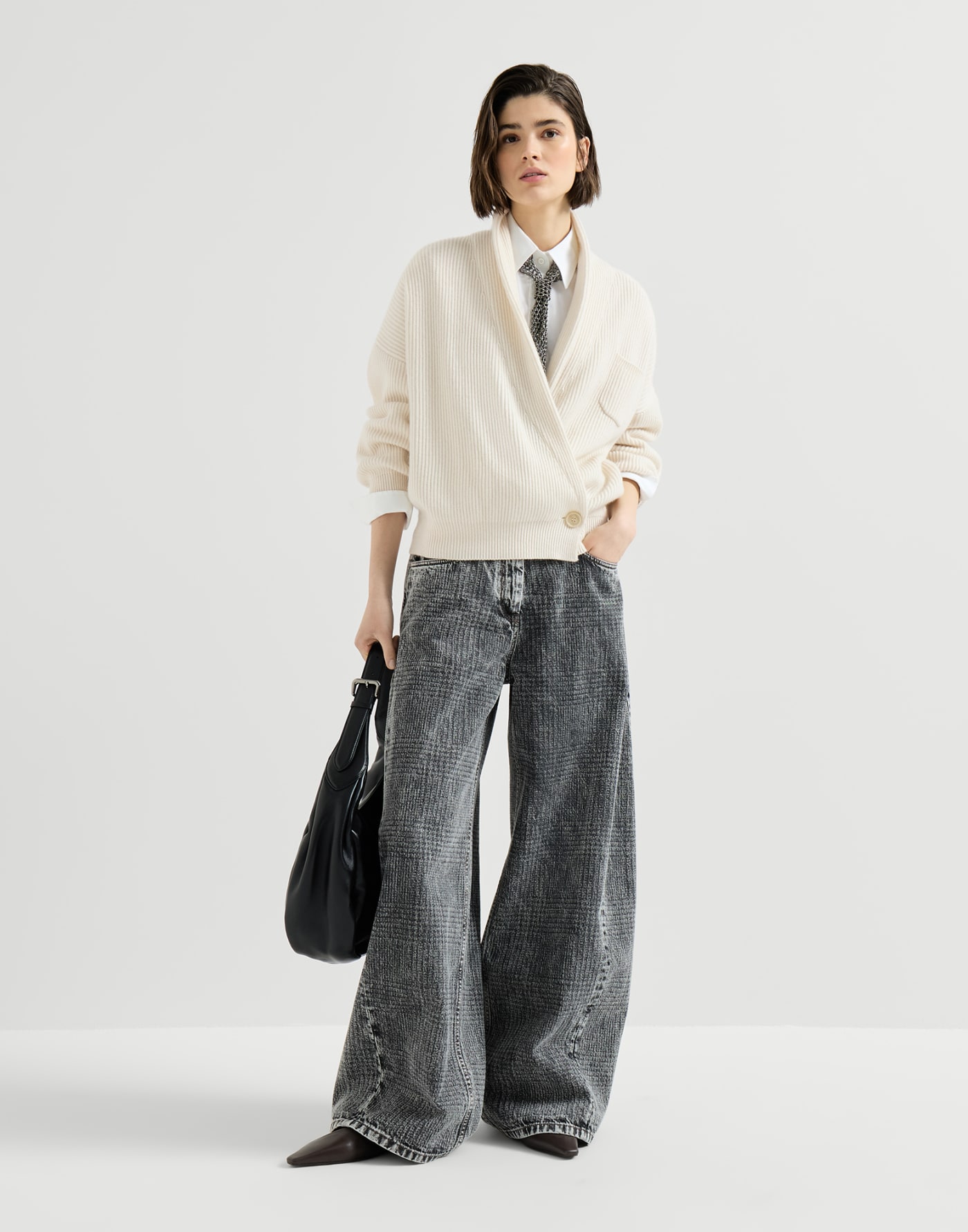 English rib cashmere cardigan Butter Woman - Brunello Cucinelli