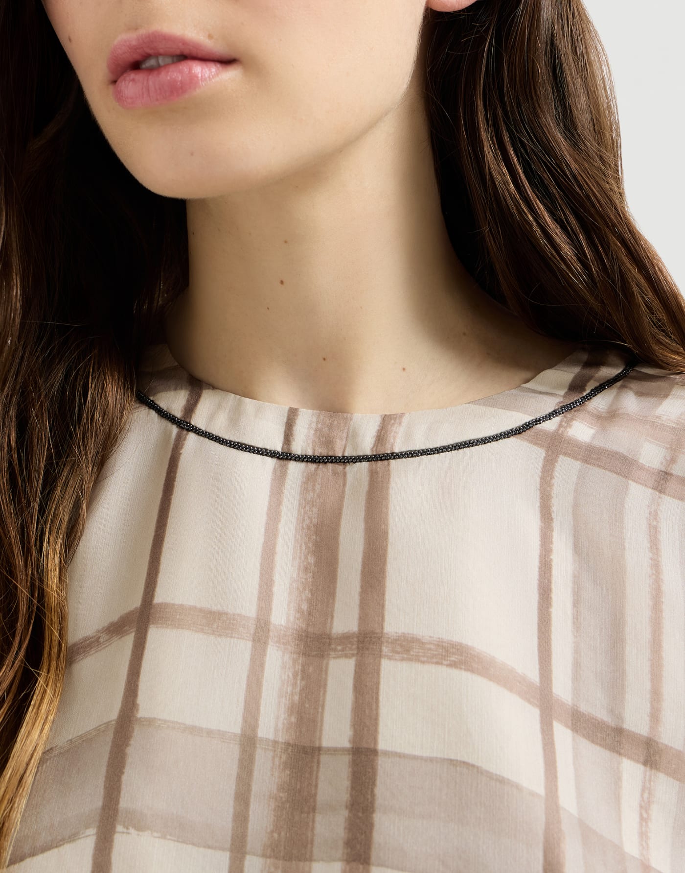 Macrocheck print T-shirt Buff Woman - Brunello Cucinelli