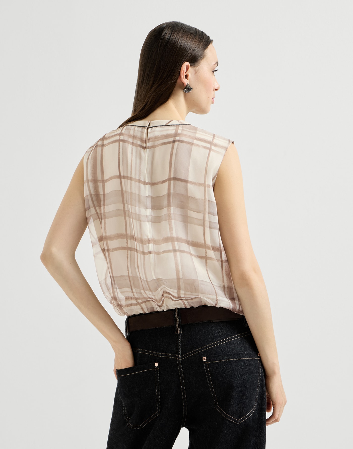 Macrocheck print T-shirt Buff Woman - Brunello Cucinelli