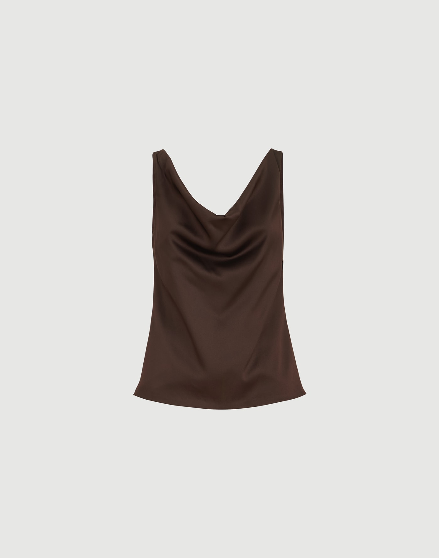 Silk satin top Coffee Woman - Brunello Cucinelli