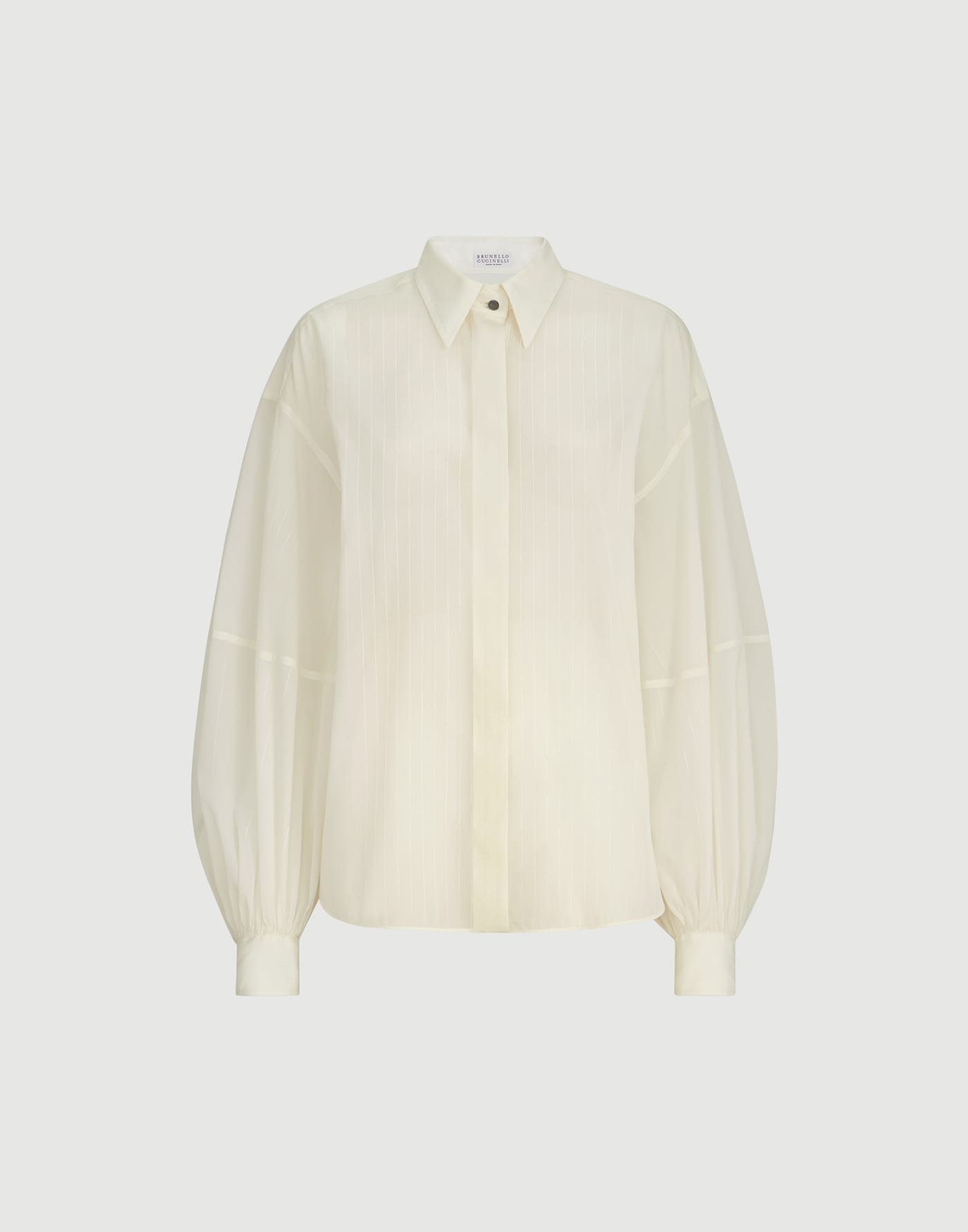 Silk sparkling pinstripe shirt White Woman - Brunello Cucinelli