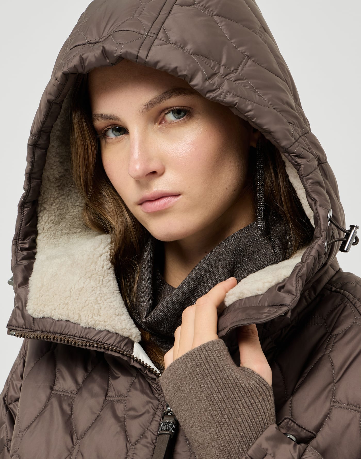 Nylon outerwear Coffee Woman - Brunello Cucinelli