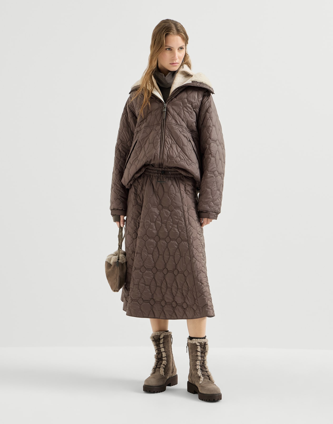 Nylon outerwear Coffee Woman - Brunello Cucinelli