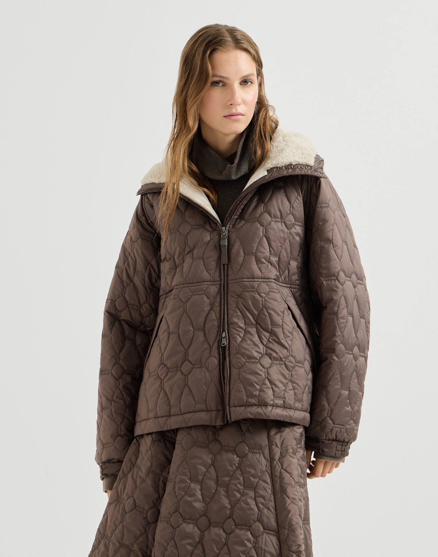 Nylon outerwear Coffee Woman - Brunello Cucinelli