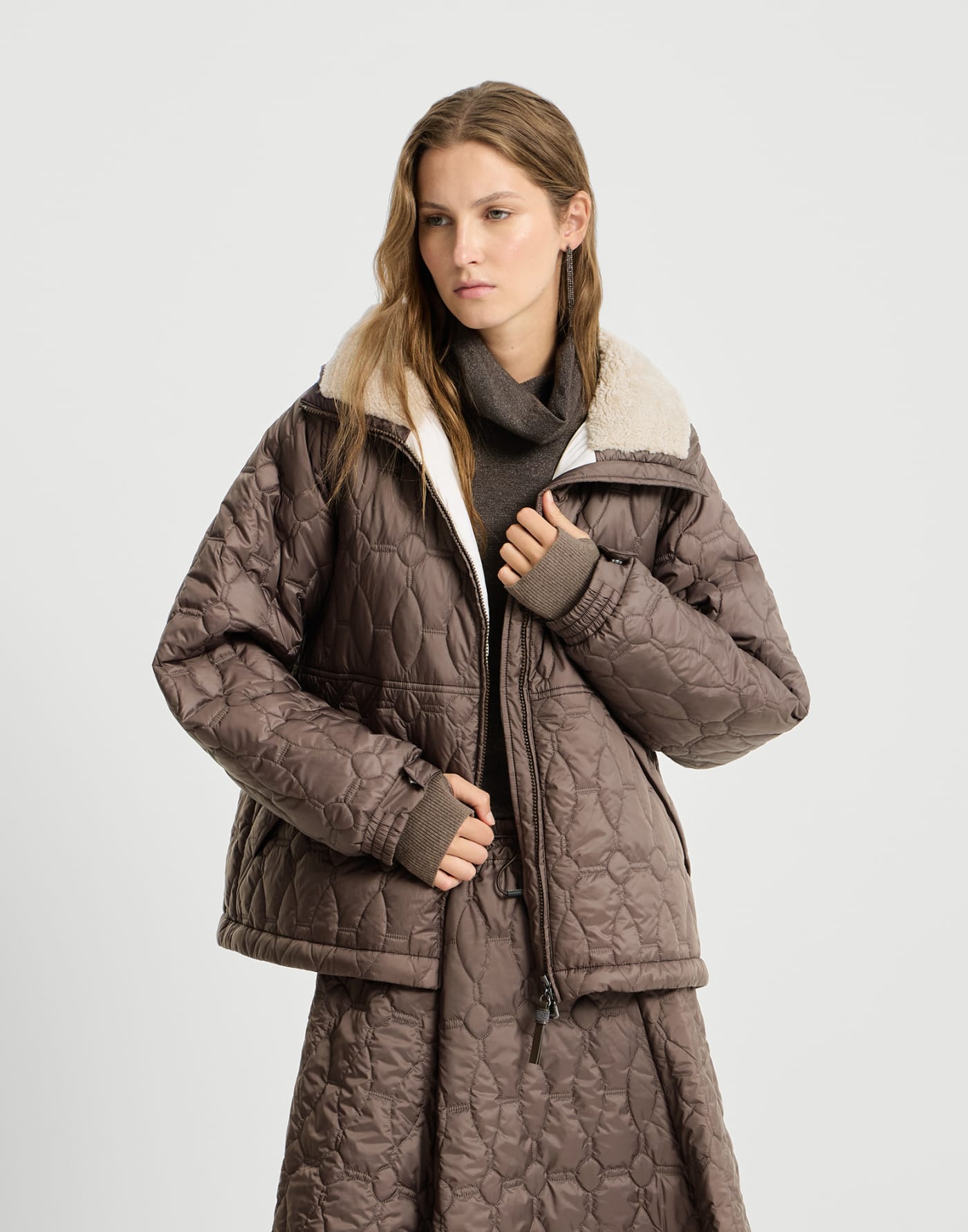Nylon outerwear Coffee Woman - Brunello Cucinelli