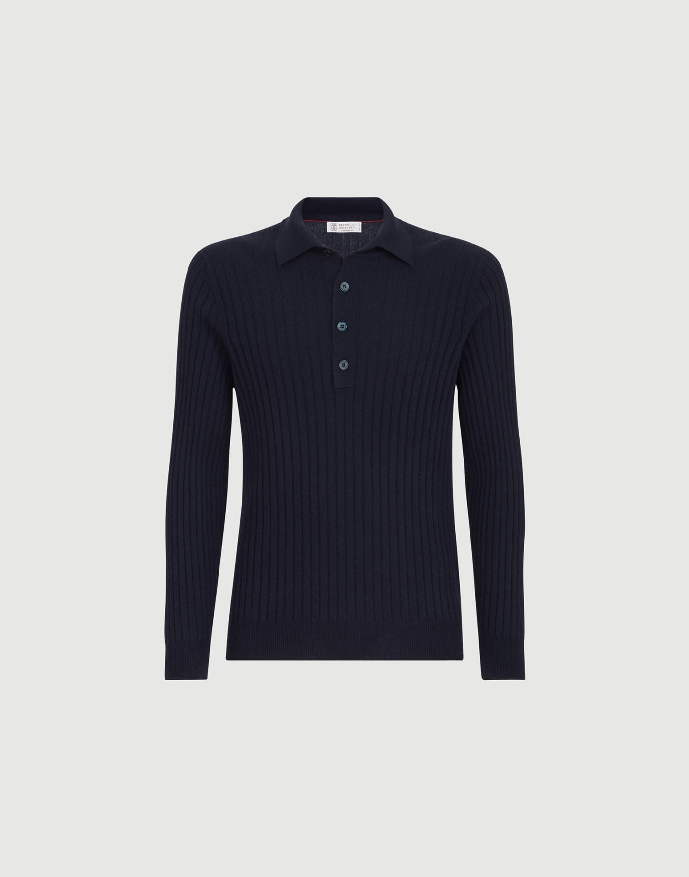 Cashmere knit polo shirt Navy Blue Man - Brunello Cucinelli
