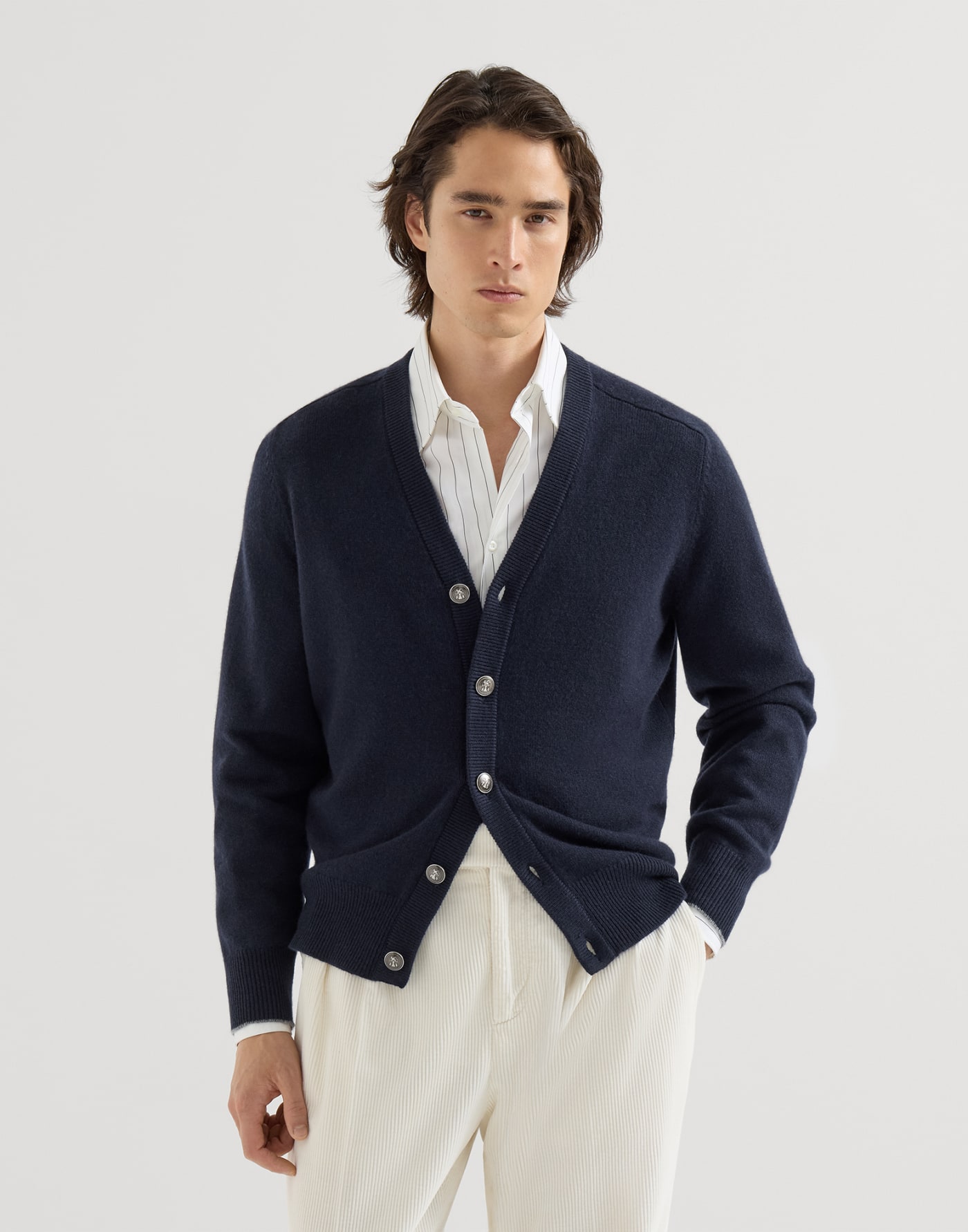 Cashmere cardigan Navy Blue Man - Brunello Cucinelli