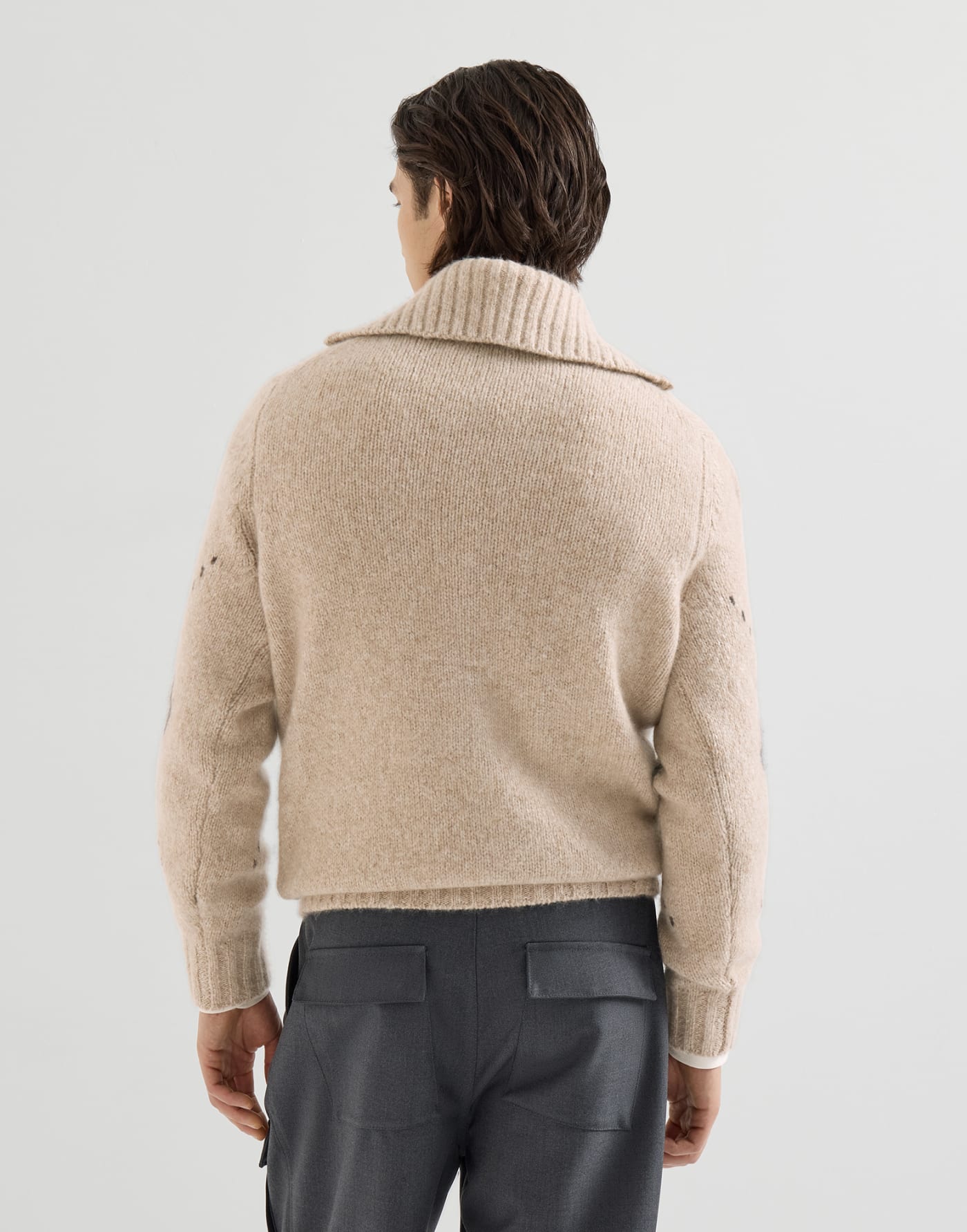 Cashmere sweater with half zip Light Brown Man - Brunello Cucinelli