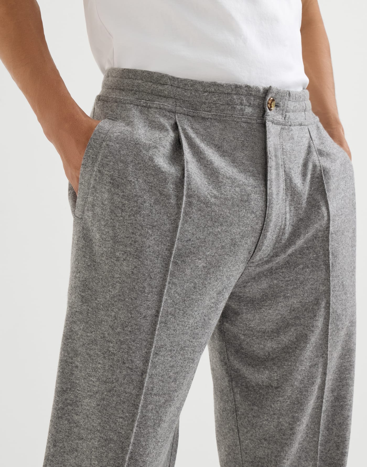 Cashmere jersey trousers Stone Grey Man - Brunello Cucinelli