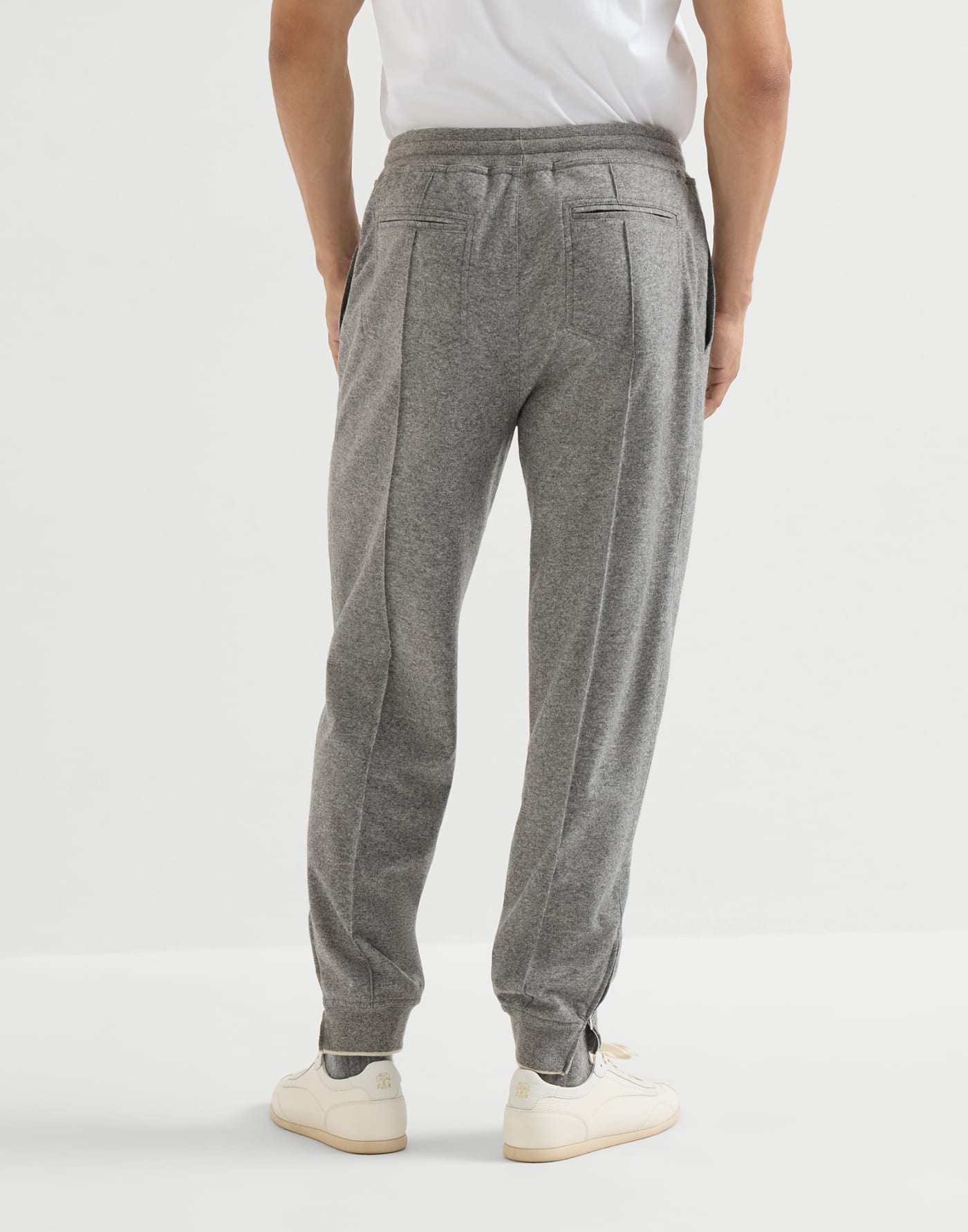 Cashmere jersey trousers Stone Grey Man - Brunello Cucinelli