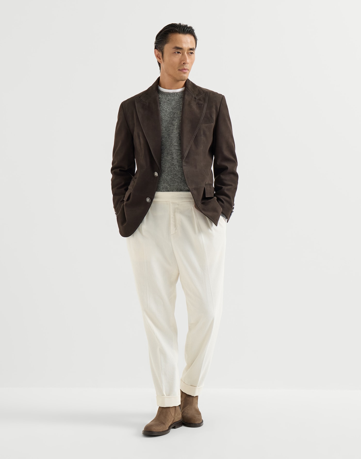 Alpaca-blend sweater Anthracite Man - Brunello Cucinelli