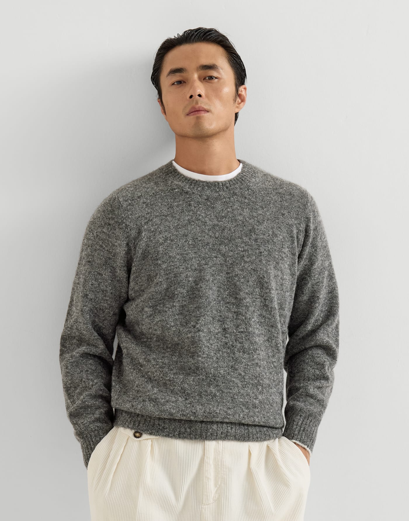 Alpaca-blend sweater Anthracite Man - Brunello Cucinelli
