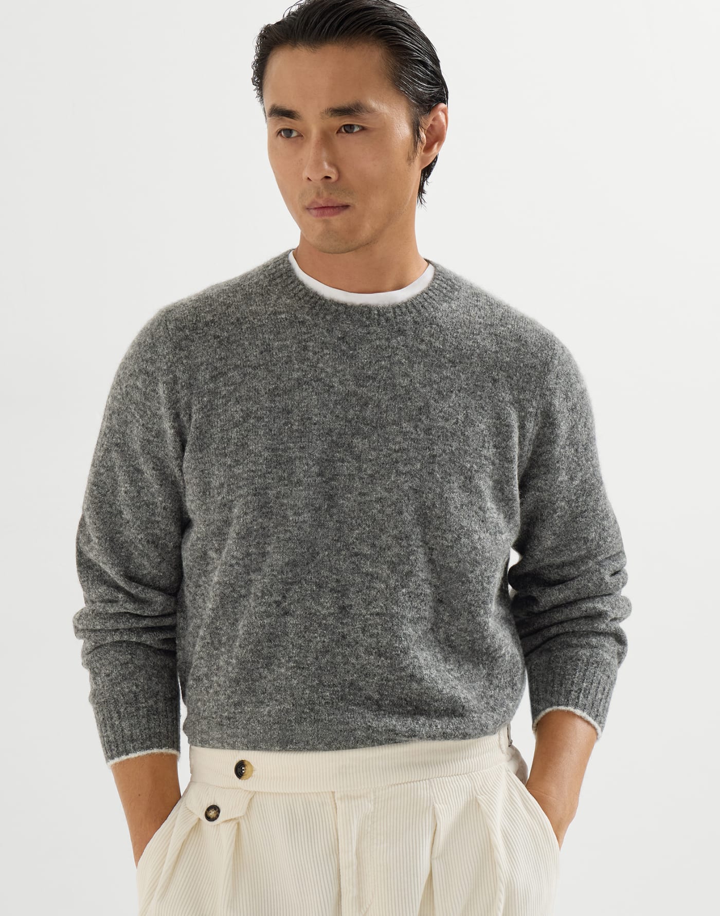 Alpaca-blend sweater Anthracite Man - Brunello Cucinelli