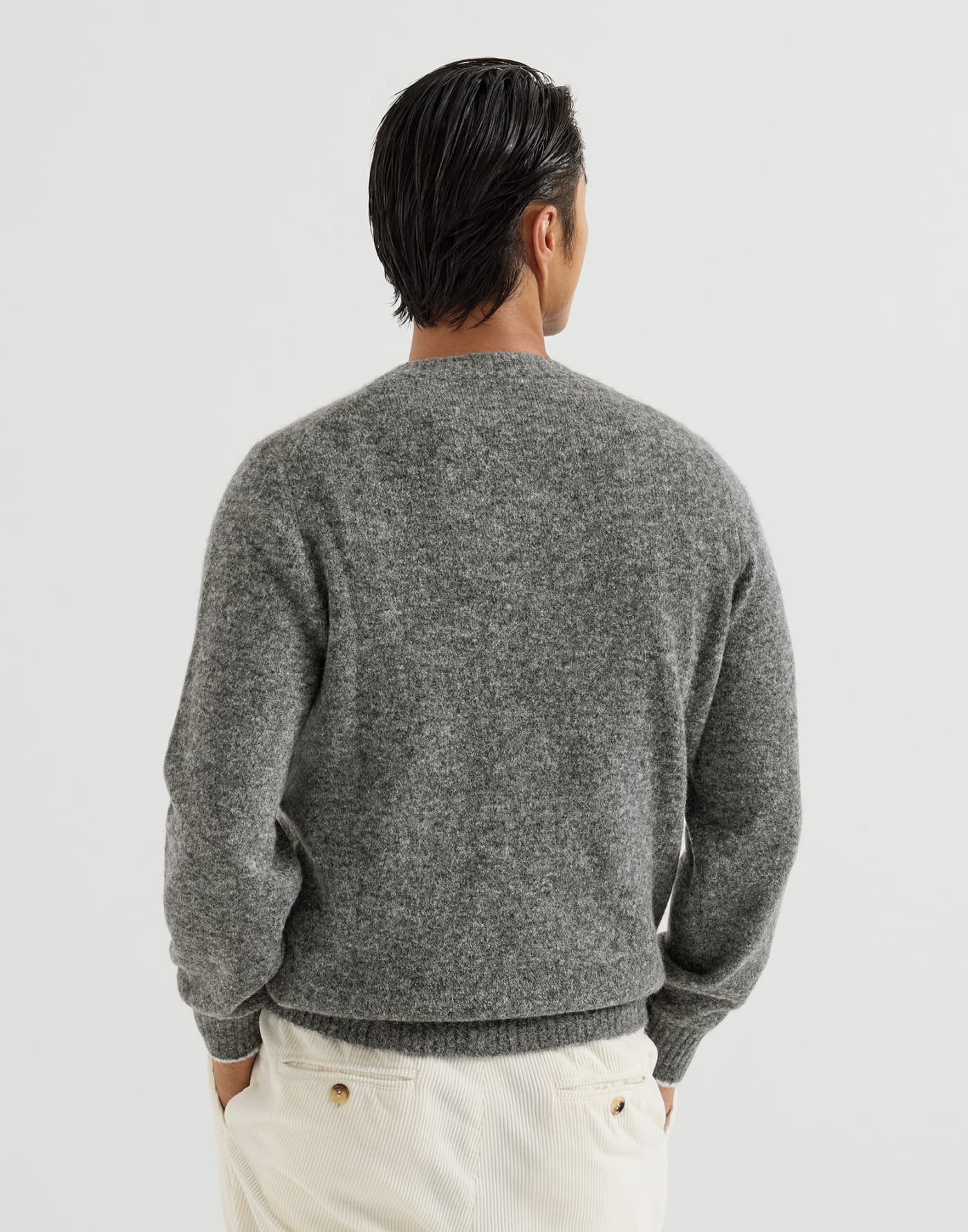 Alpaca-blend sweater Anthracite Man - Brunello Cucinelli
