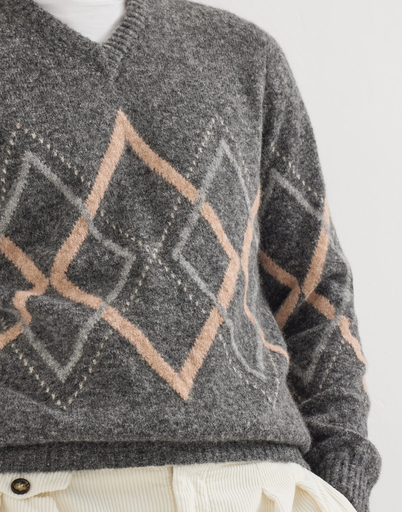 Argyle intarsia sweater Dark Grey Man - Brunello Cucinelli