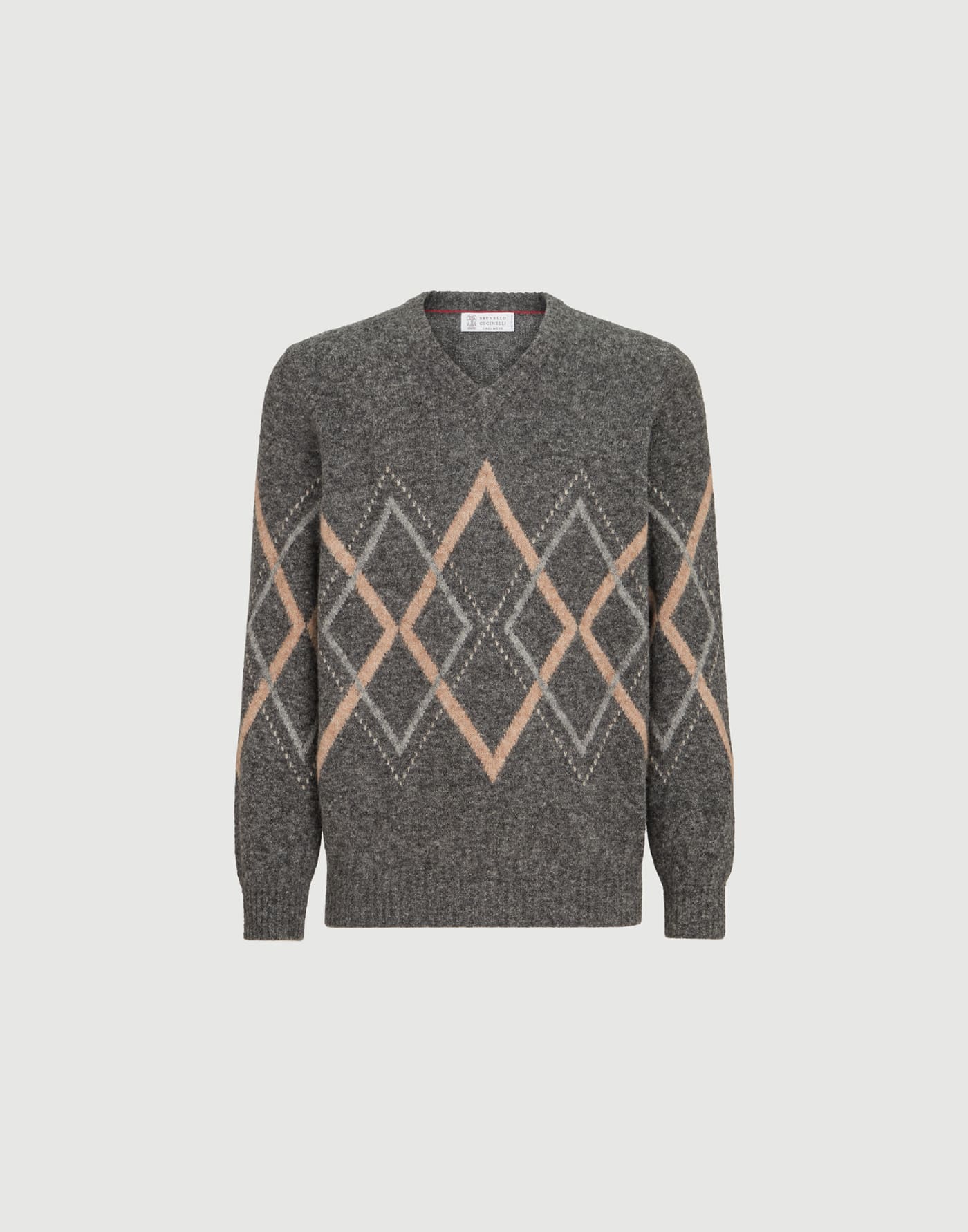 Pull intarsia Argyle Gris Foncé Homme - Brunello Cucinelli