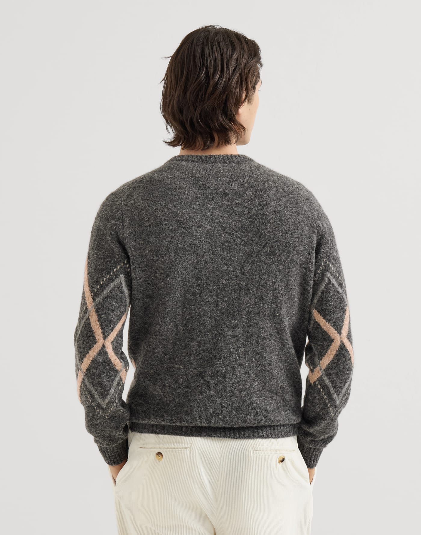 Pull intarsia Argyle Gris Foncé Homme - Brunello Cucinelli