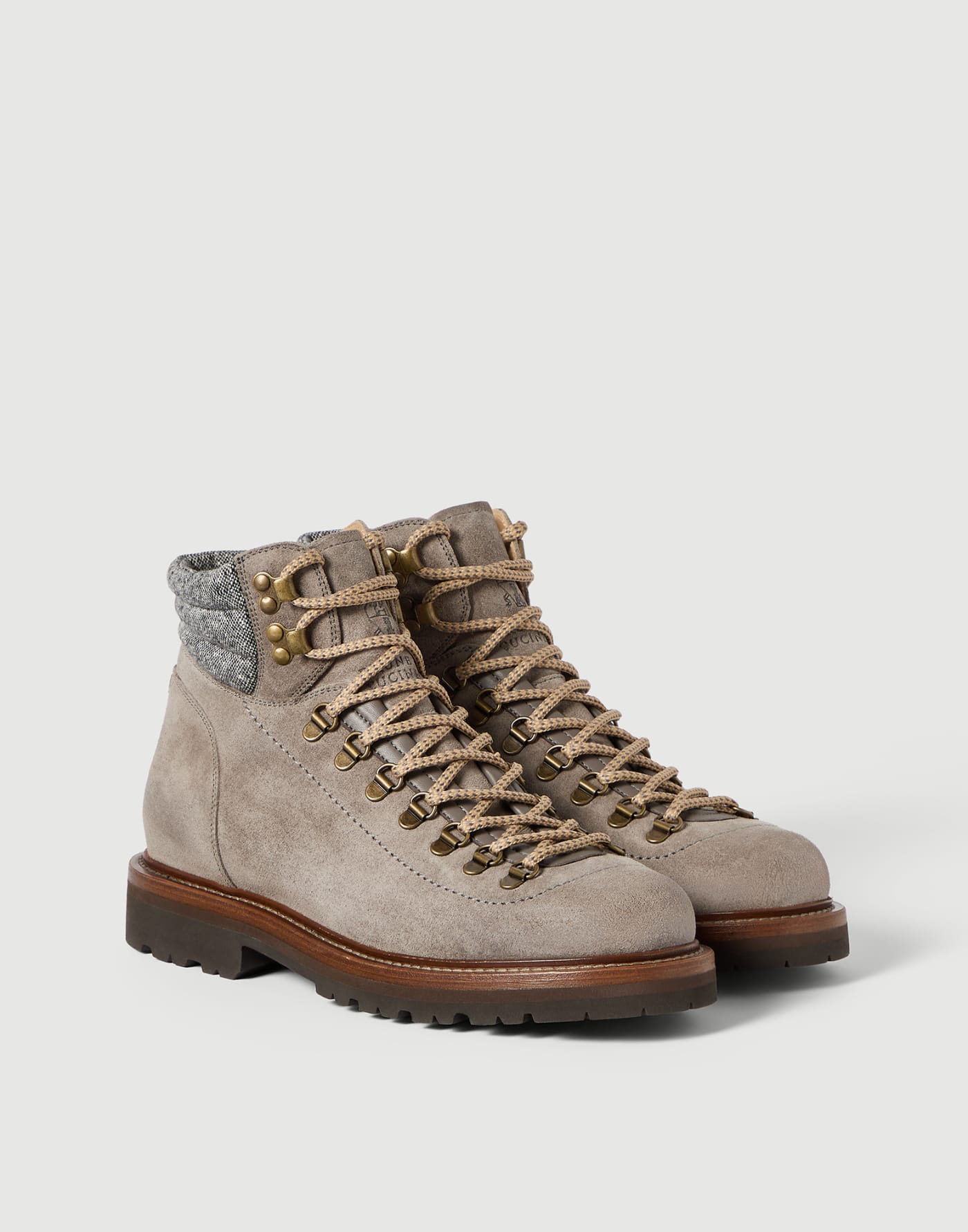 Suede mountain-style boots Dark Grey Man - Brunello Cucinelli
