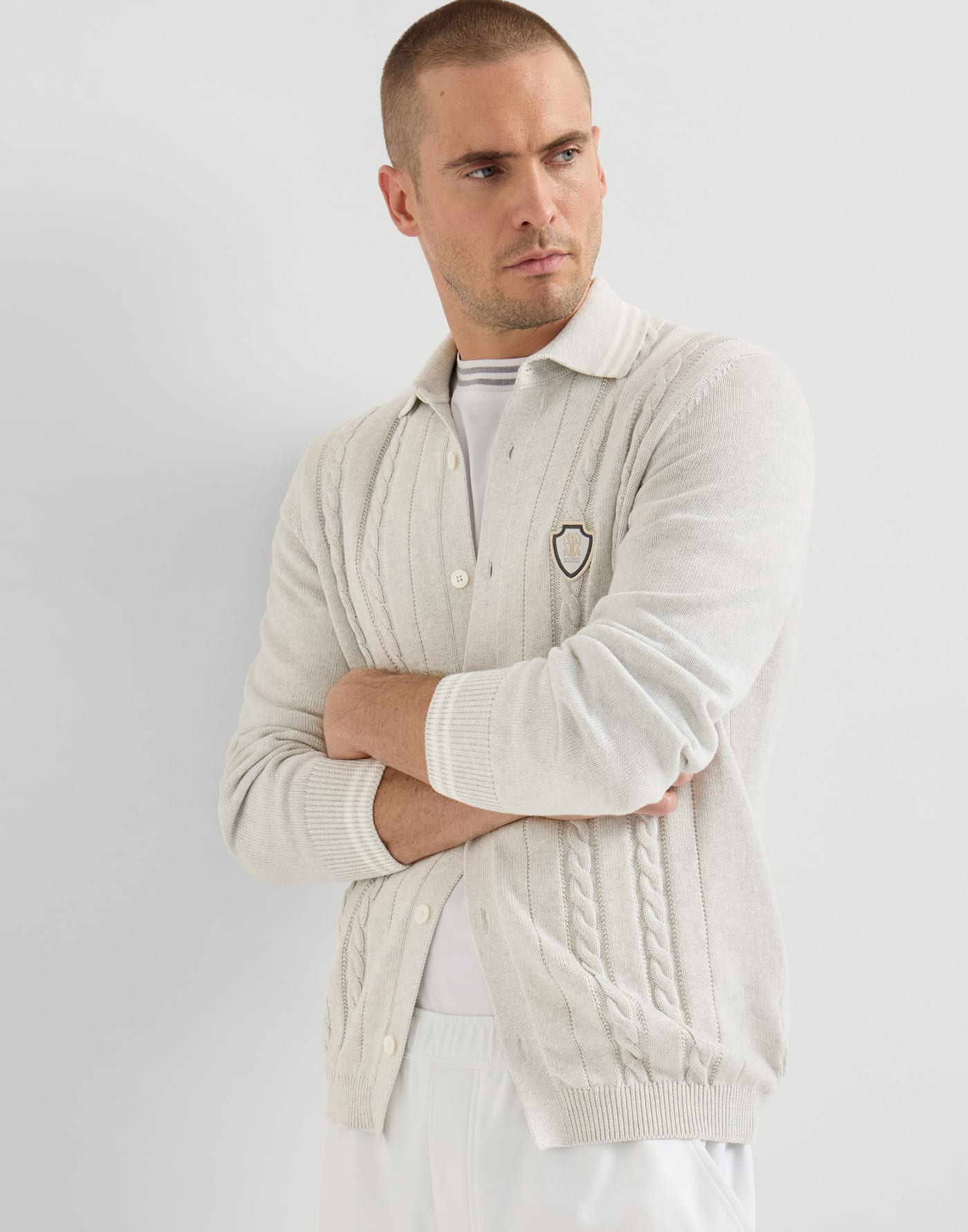 Strickhemd Weiß Herren - Brunello Cucinelli