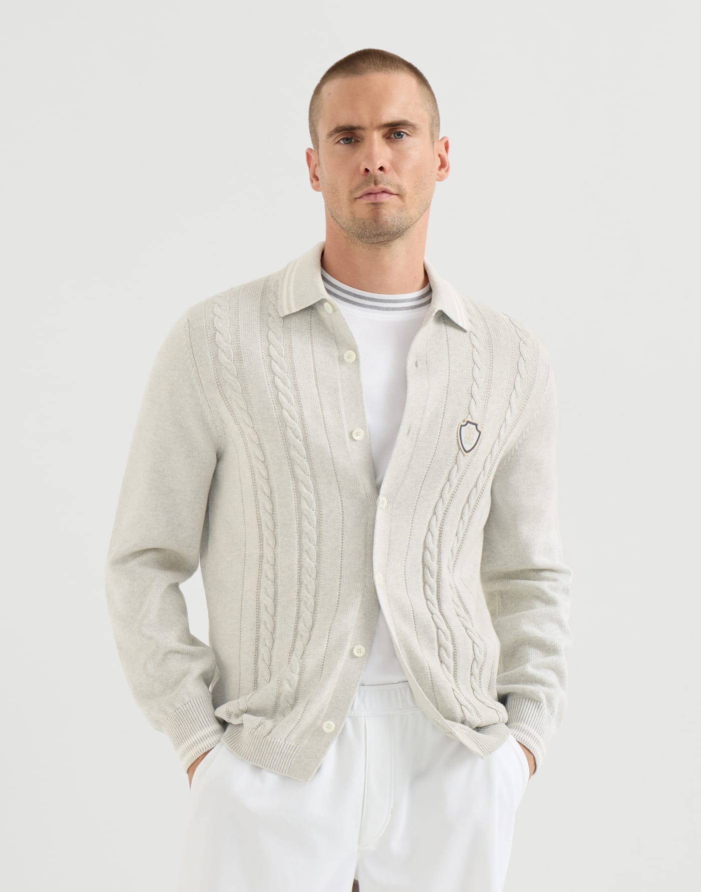 Strickhemd Weiß Herren - Brunello Cucinelli