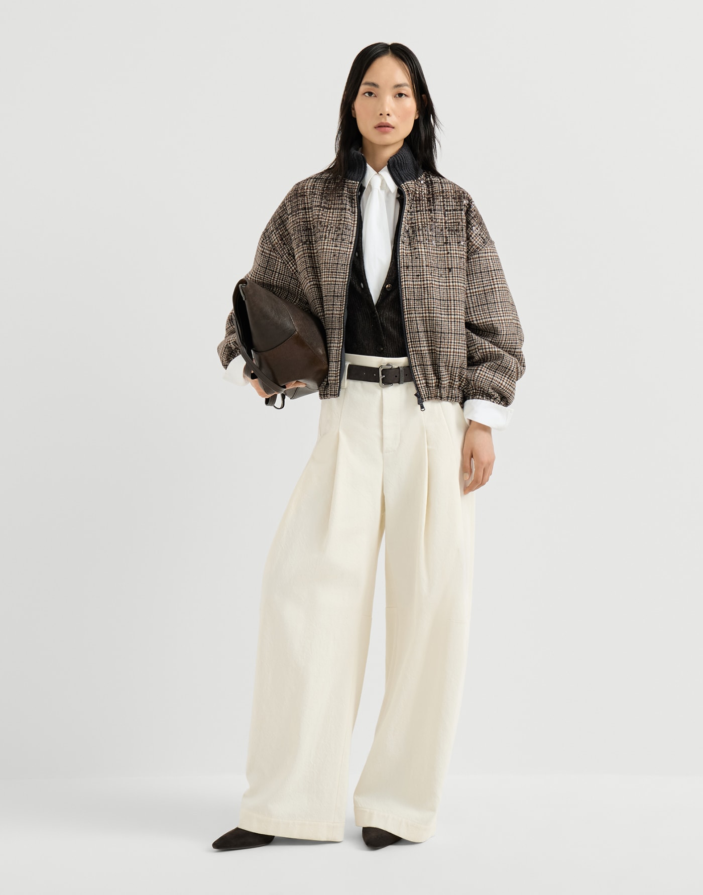 Dazzling Dégradé Embroidery Bomber jacket Brown Woman - Brunello Cucinelli