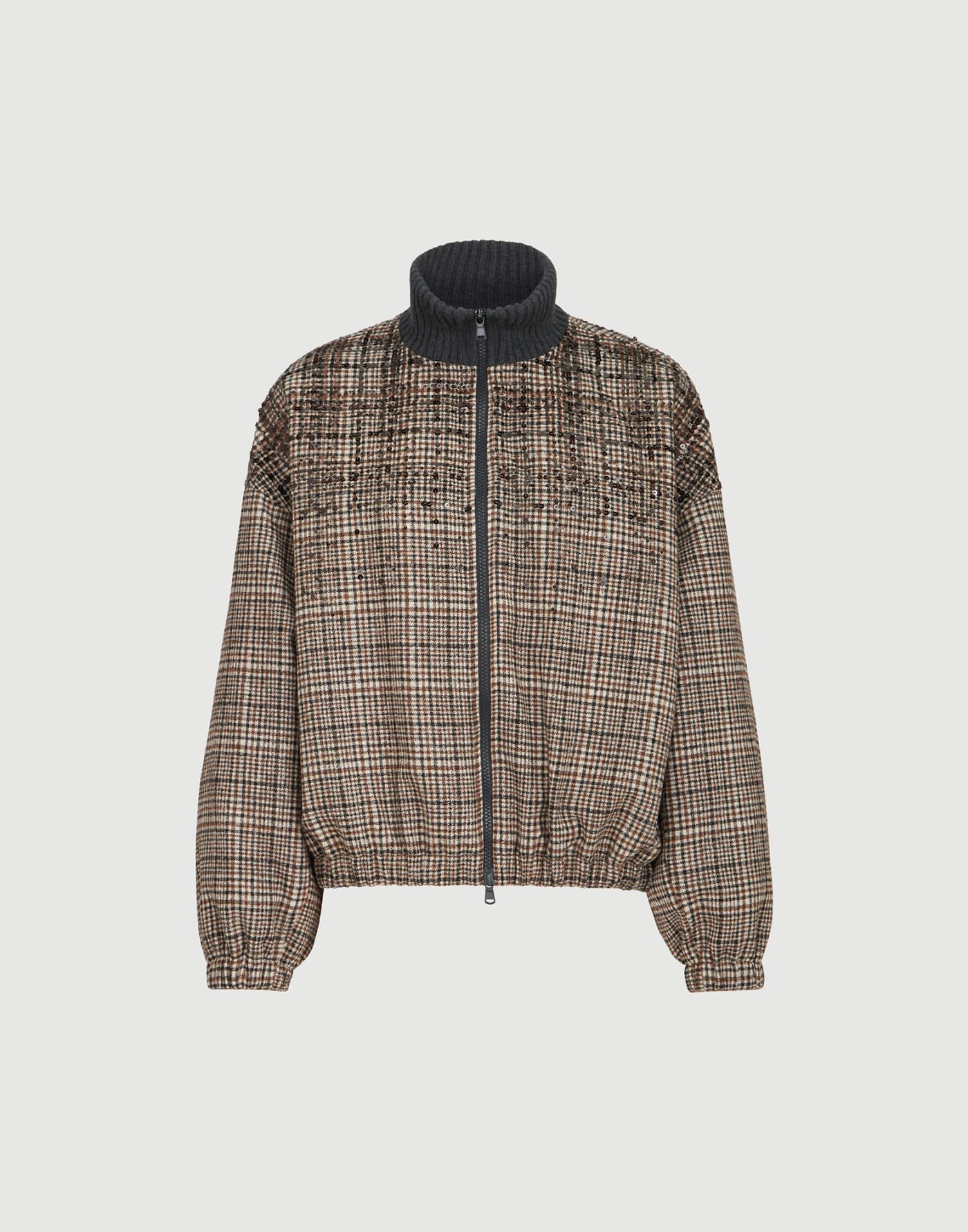 Dazzling Dégradé Embroidery Bomber jacket Brown Woman - Brunello Cucinelli