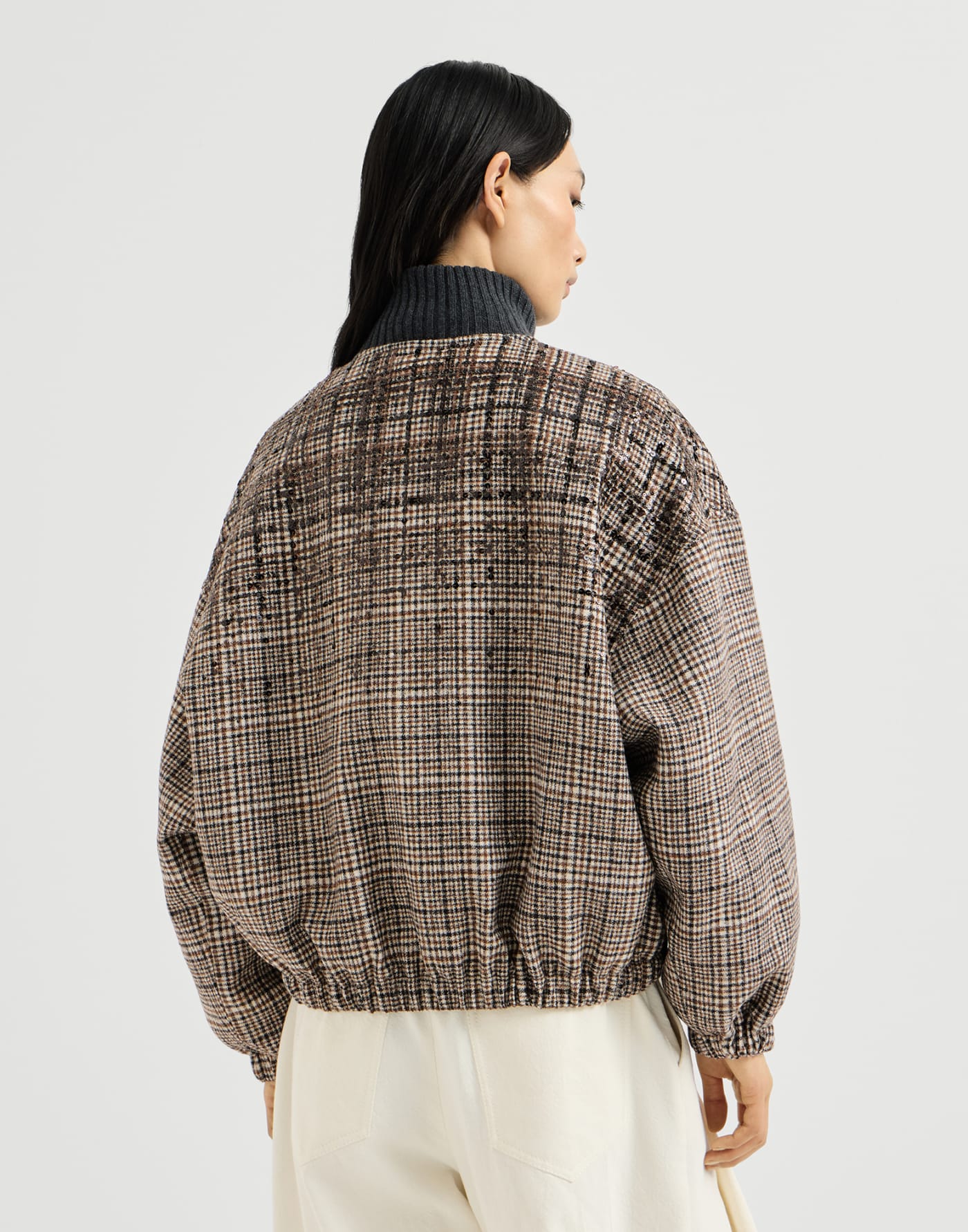 Dazzling Dégradé Embroidery Bomber jacket Brown Woman - Brunello Cucinelli