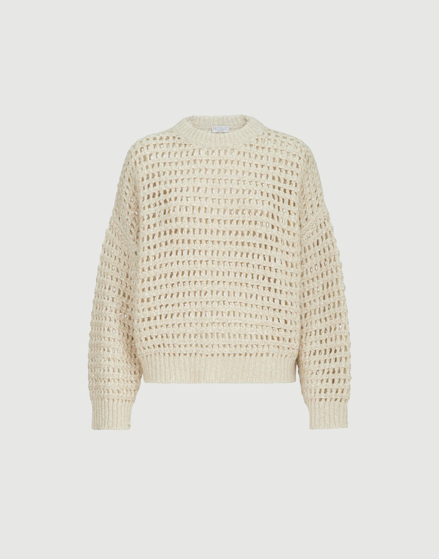 Dazzling net sweater Cream Woman - Brunello Cucinelli
