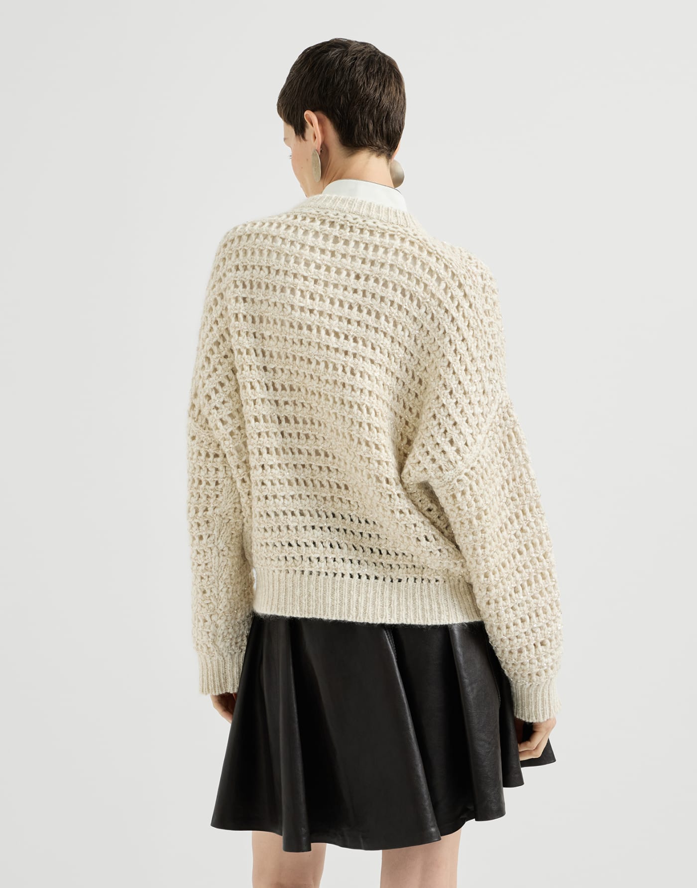 Dazzling net sweater Cream Woman - Brunello Cucinelli
