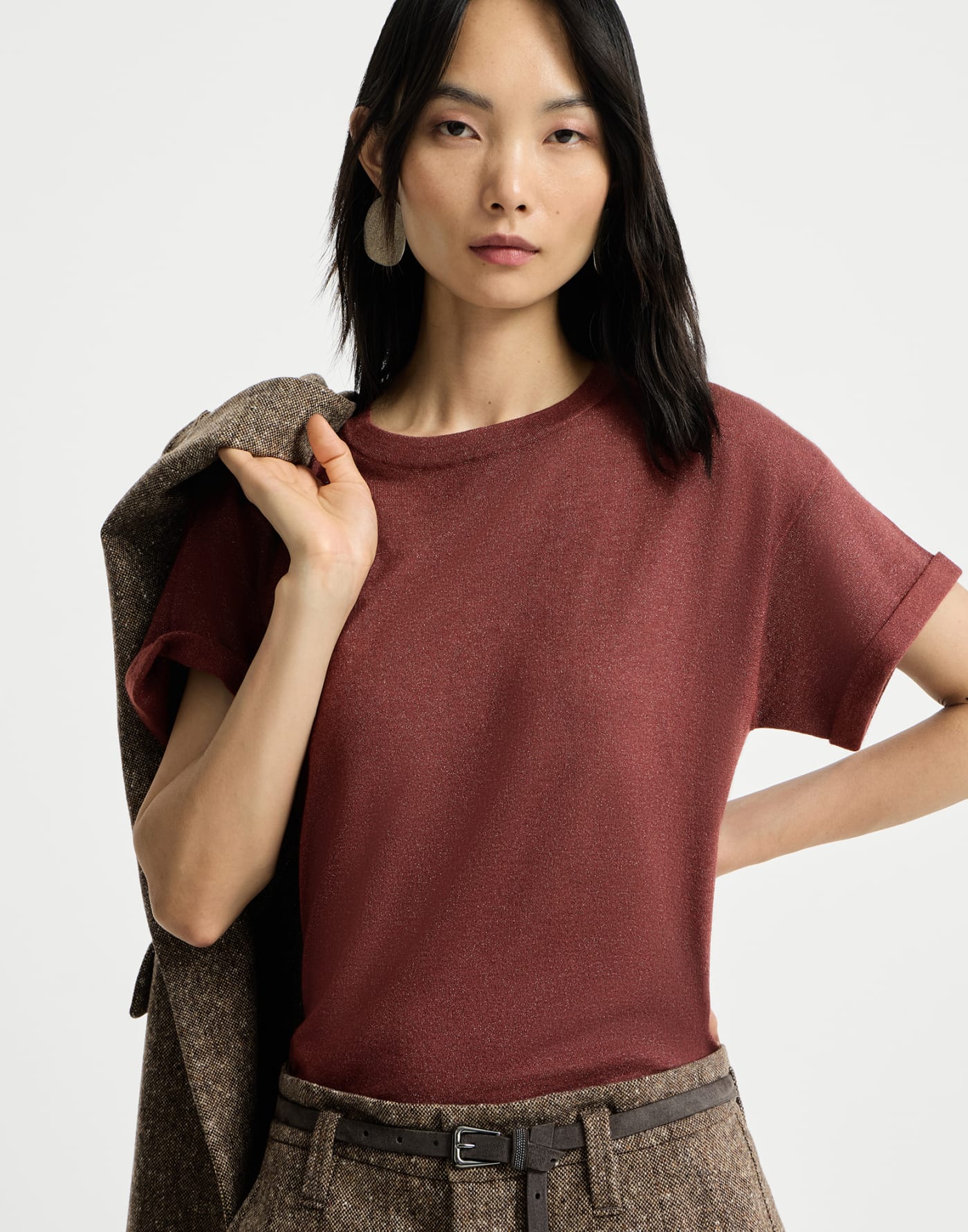Cashmere and silk knit T-shirt Ruby Woman - Brunello Cucinelli