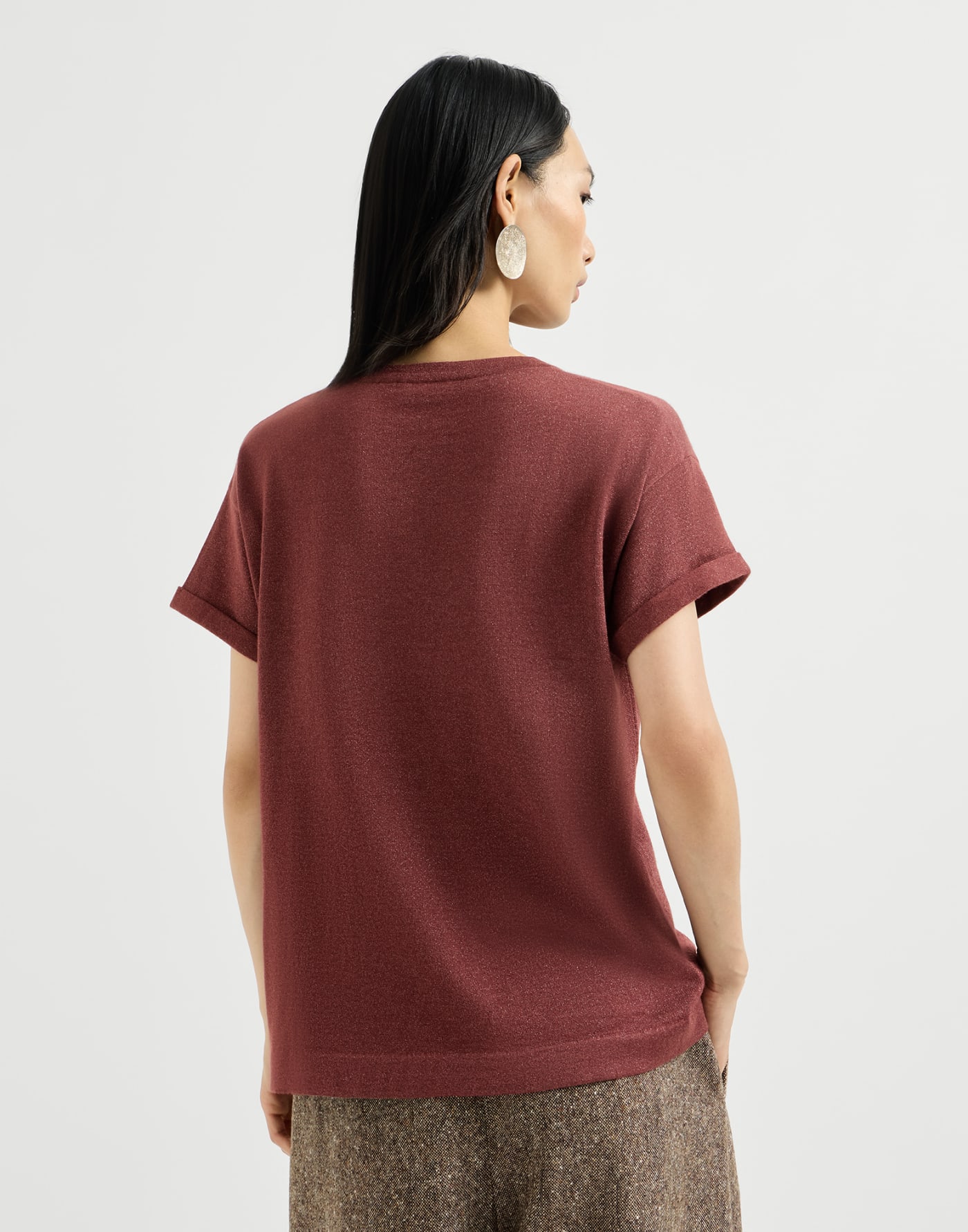 Cashmere and silk knit T-shirt Ruby Woman - Brunello Cucinelli