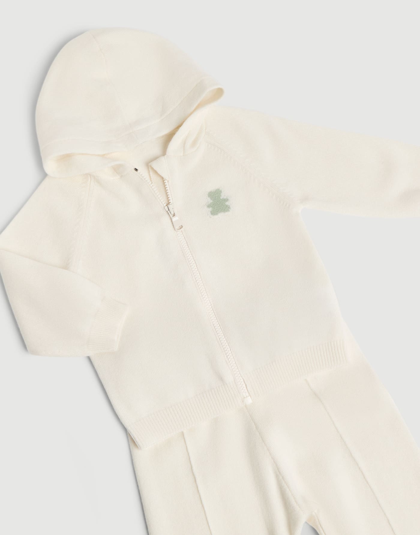Baby Bernie knit coordinated set White / Green Baby - Brunello Cucinelli