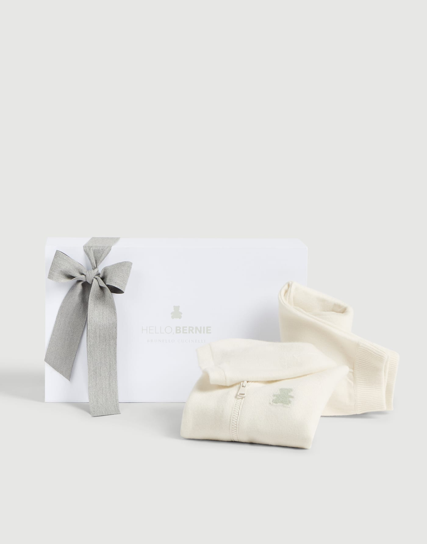 Baby Bernie knit coordinated set White / Green Baby - Brunello Cucinelli