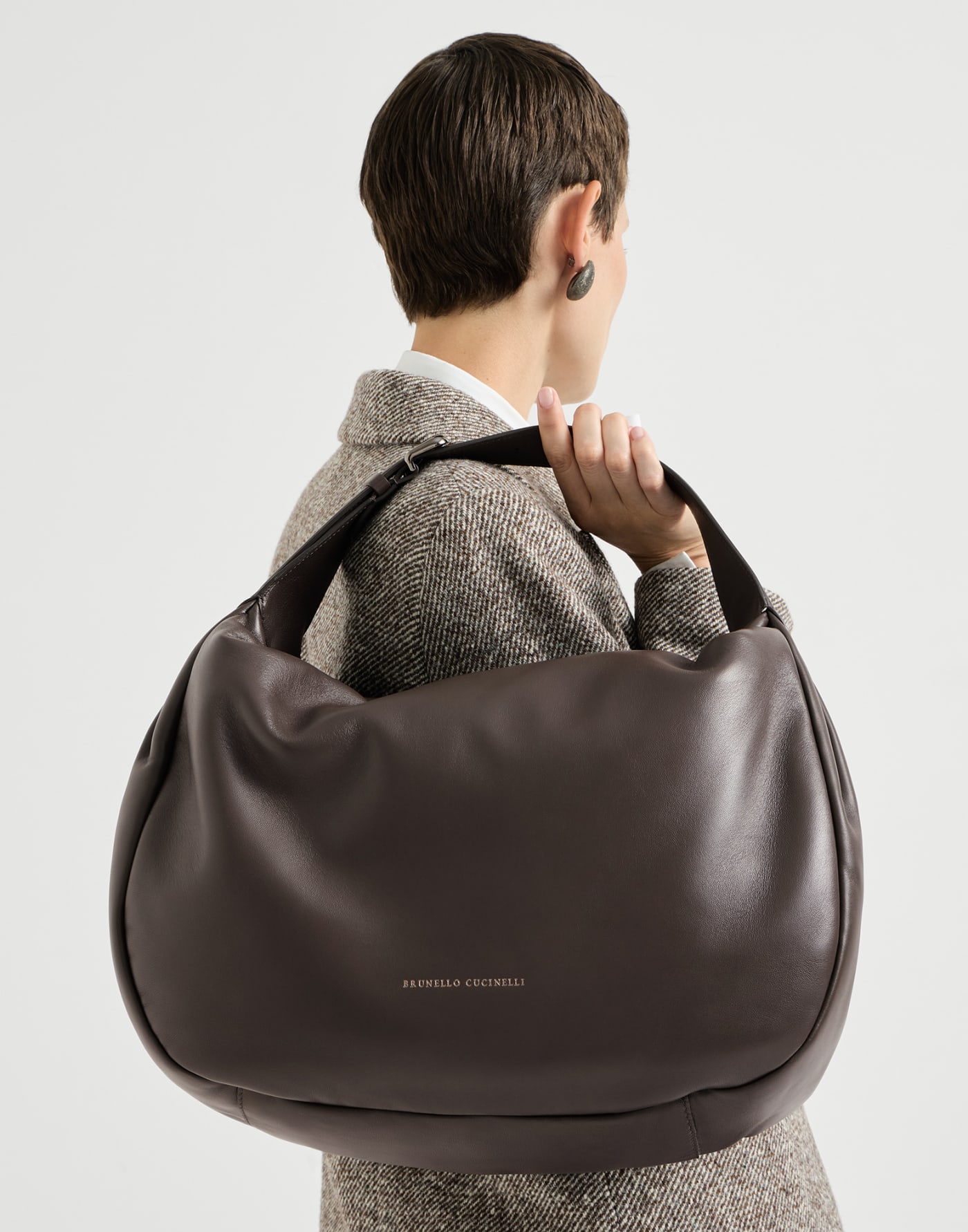 Boule hobo bag in nappa leather Rust Brown Woman - Brunello Cucinelli