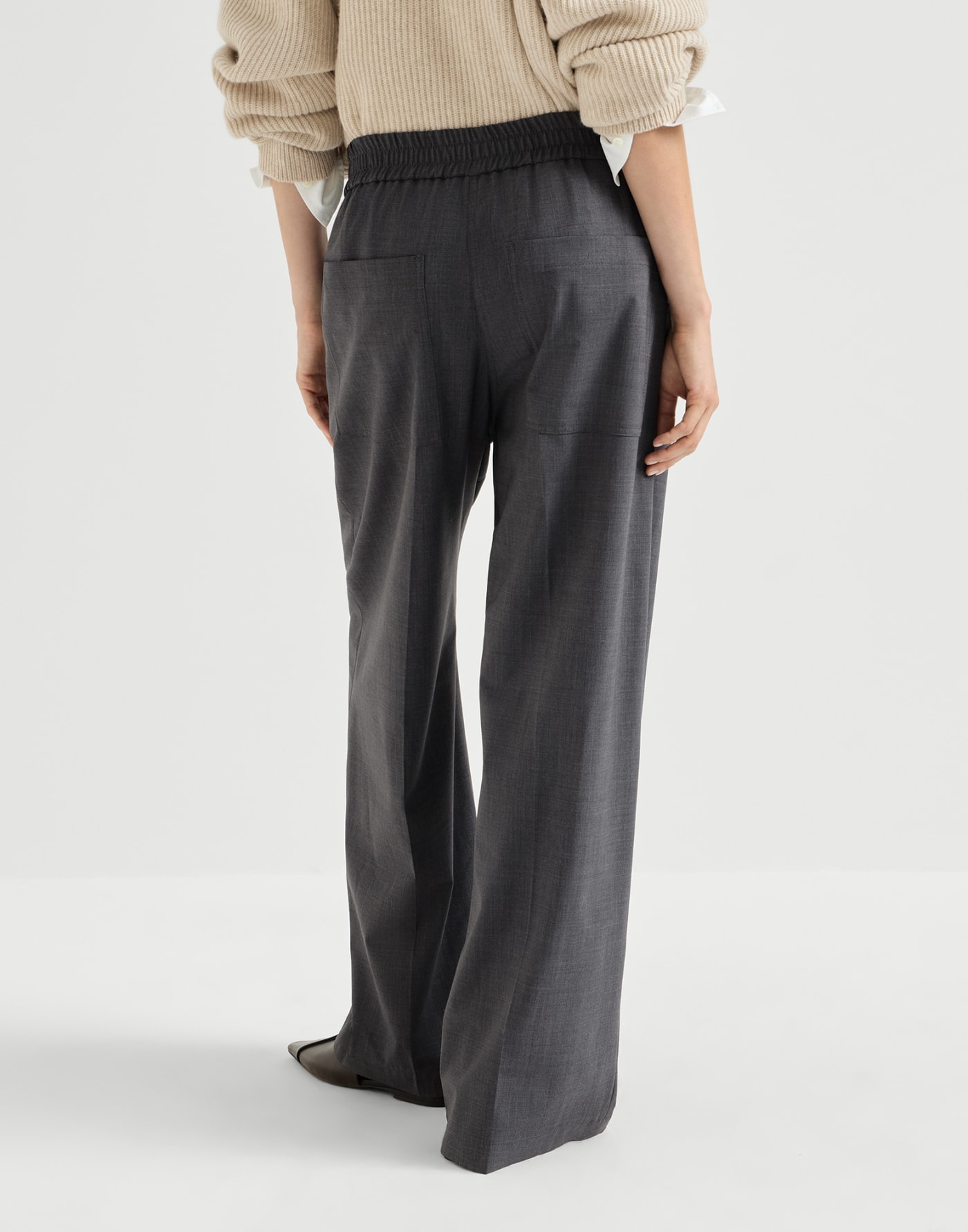 Pantalón Loose Track Gris Lignito Mujer - Brunello Cucinelli