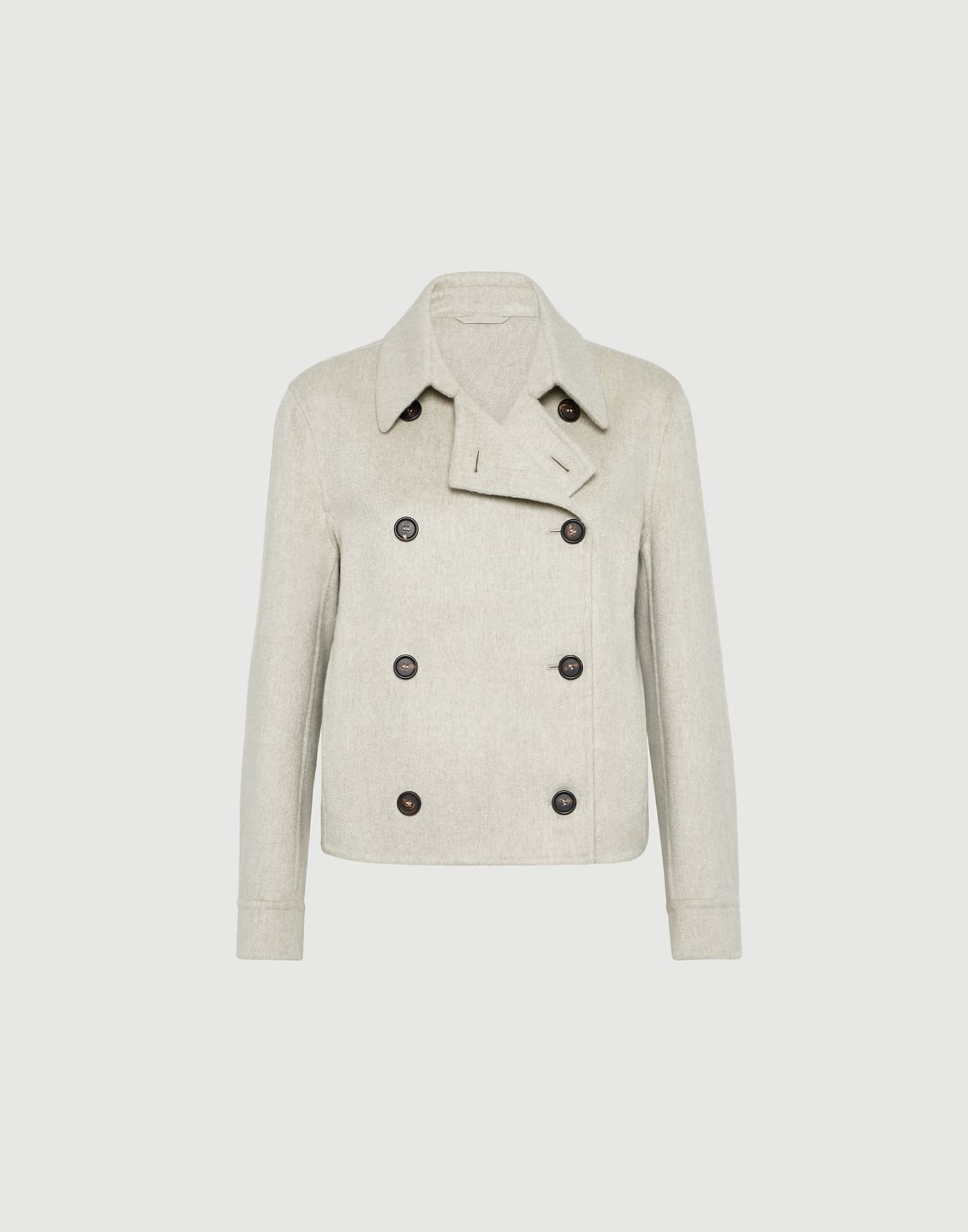 Crop caban jacket with monili Grey Woman - Brunello Cucinelli