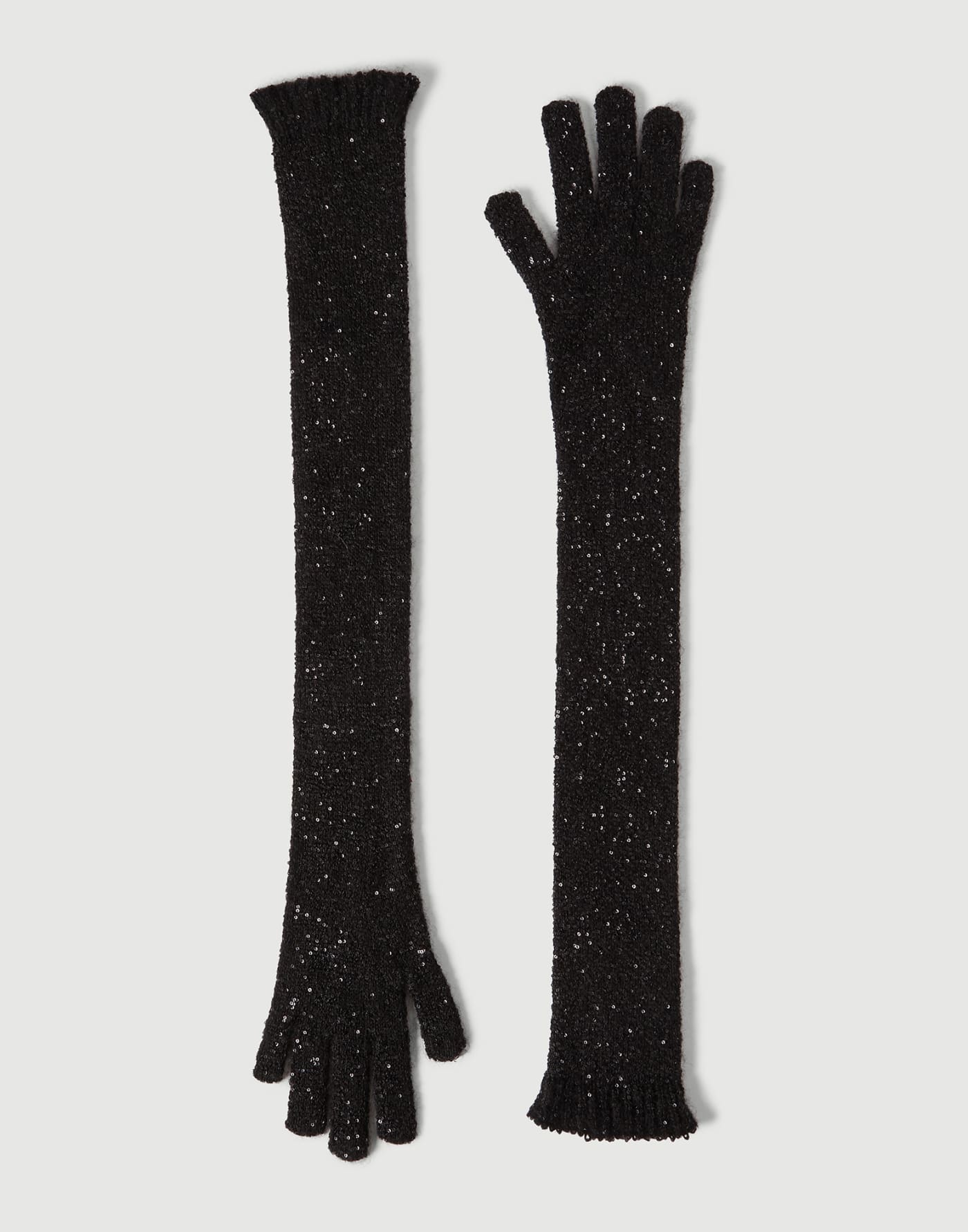 Mohair and wool dazzling texture gloves Black Woman - Brunello Cucinelli