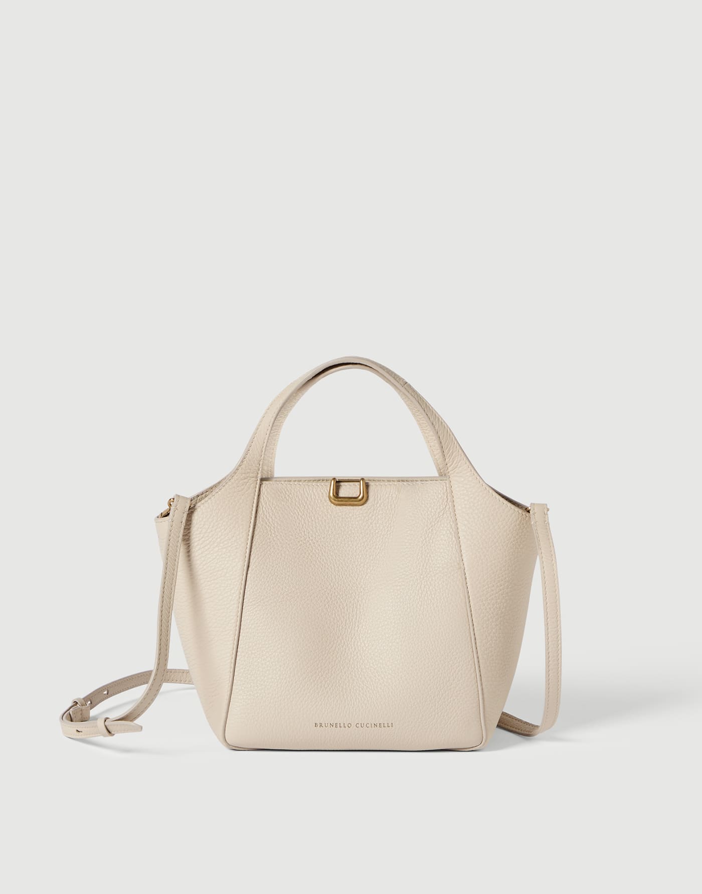 Leather sartorial small bucket bag Ivory Woman - Brunello Cucinelli