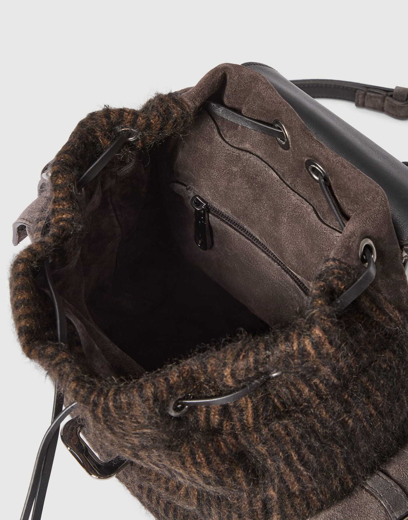 Knit and suede sartorial backpack Pepper Woman - Brunello Cucinelli