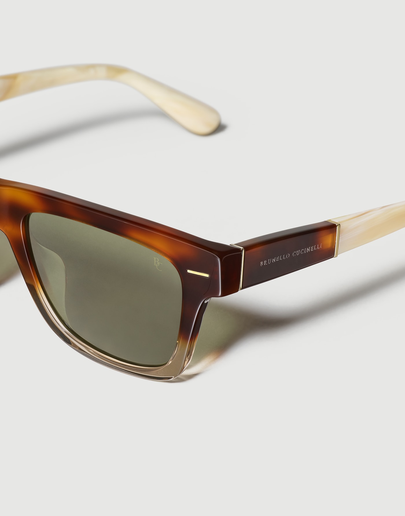 Rectangular acetate sunglasses Brown / White Eyewear - Brunello Cucinelli