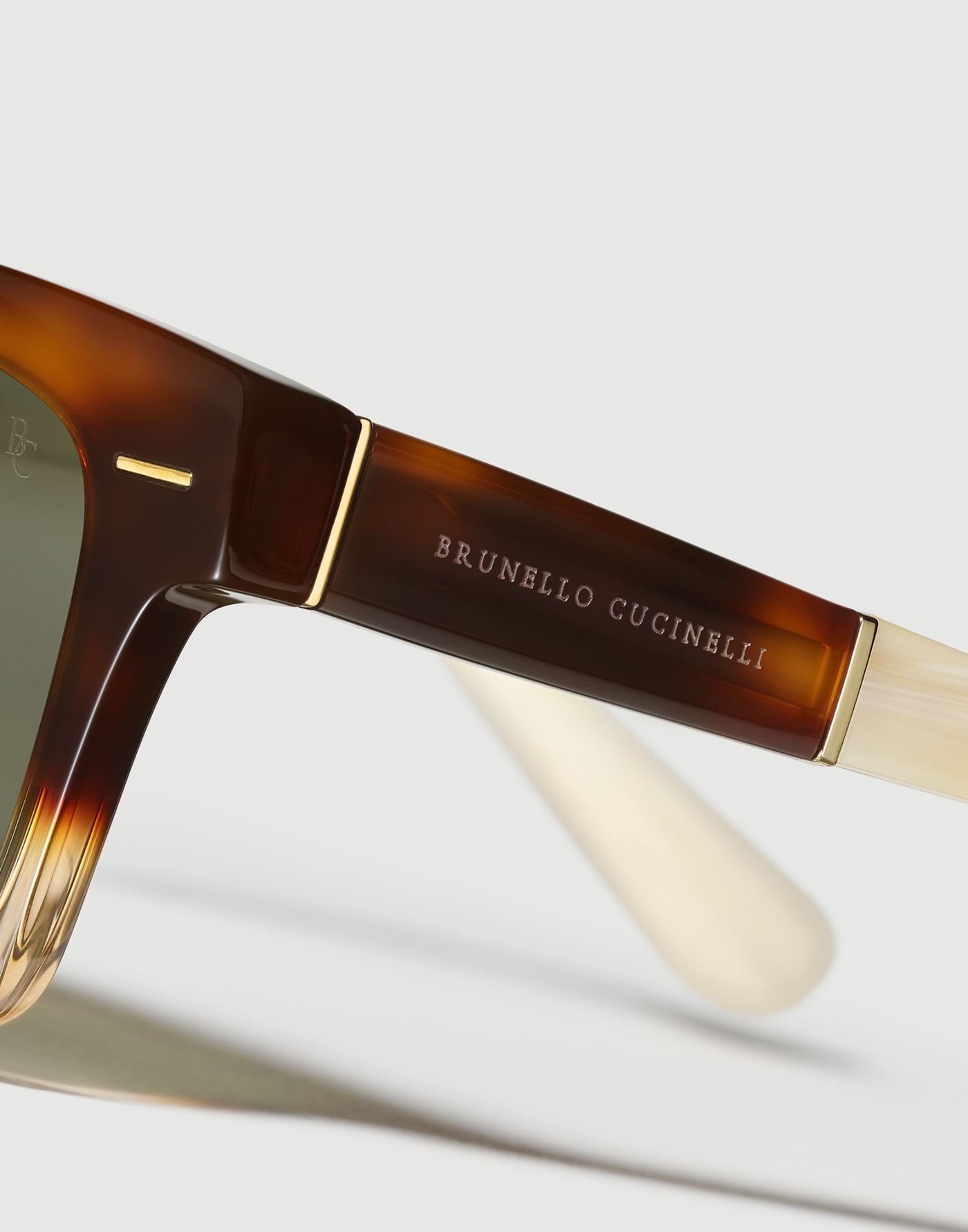 Rectangular acetate sunglasses Brown / White Eyewear - Brunello Cucinelli