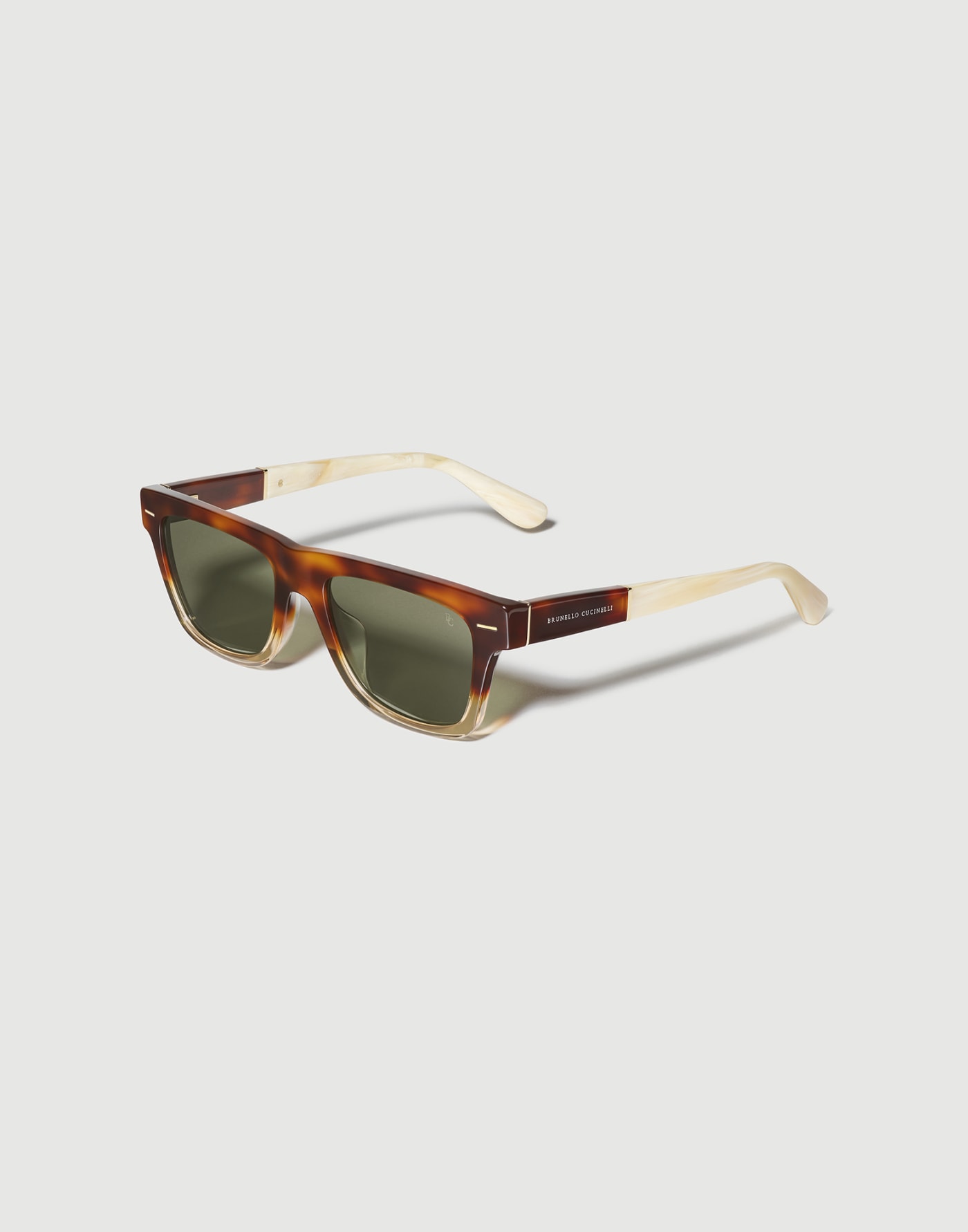 Rectangular acetate sunglasses Brown / White Eyewear - Brunello Cucinelli