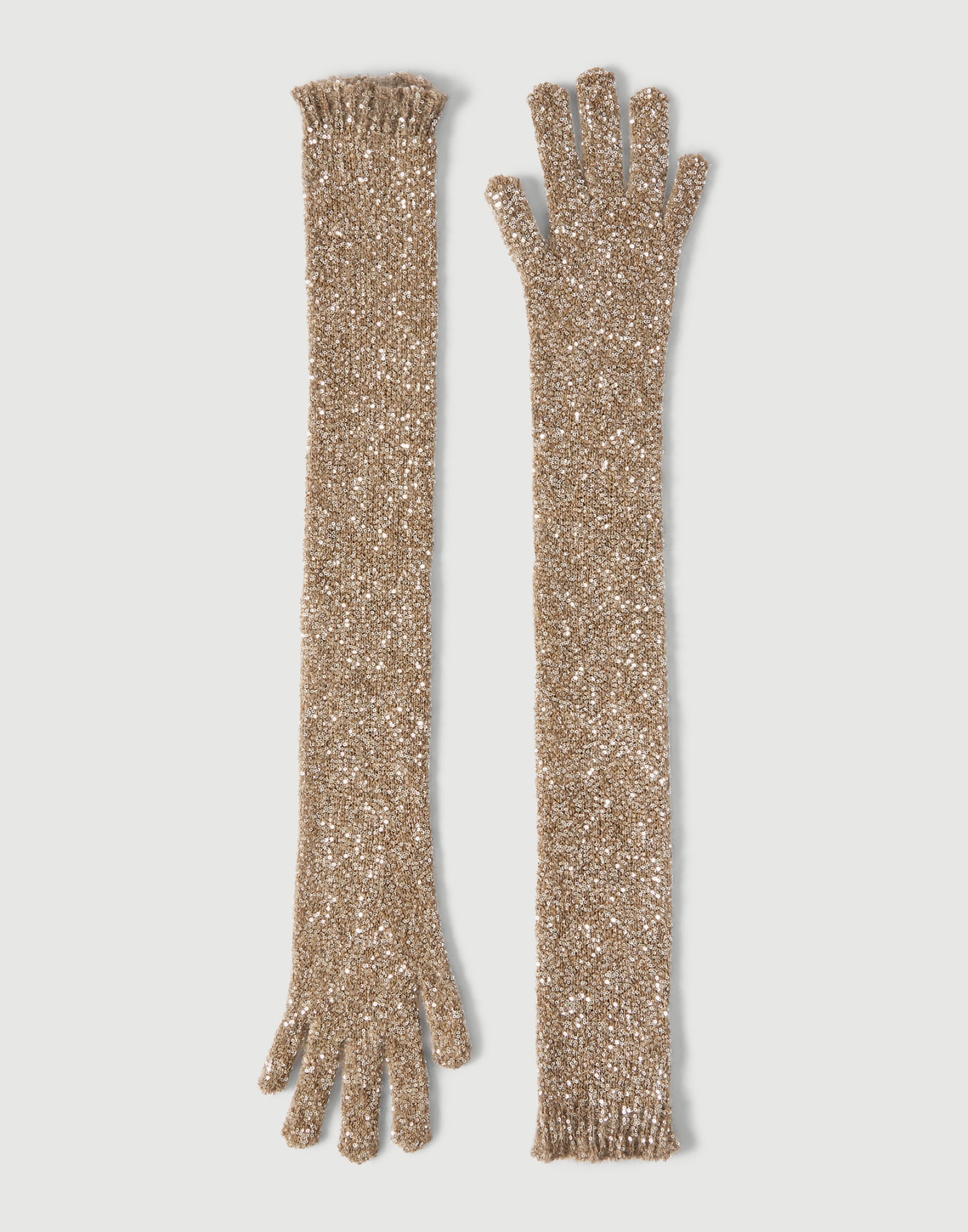 Mohair and wool dazzling texture gloves Light Brown Woman - Brunello Cucinelli