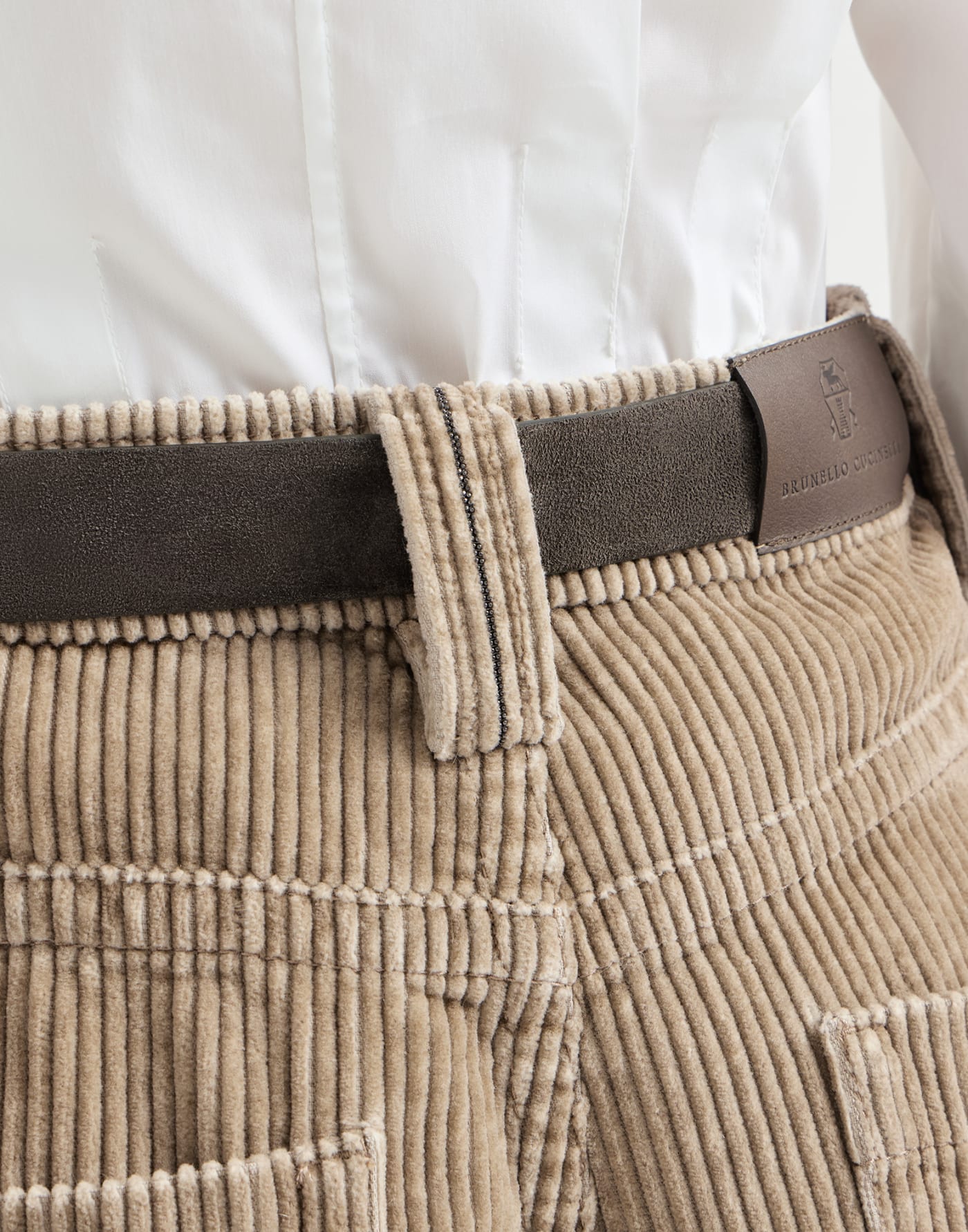 Corduroy baggy trousers Beige Woman - Brunello Cucinelli