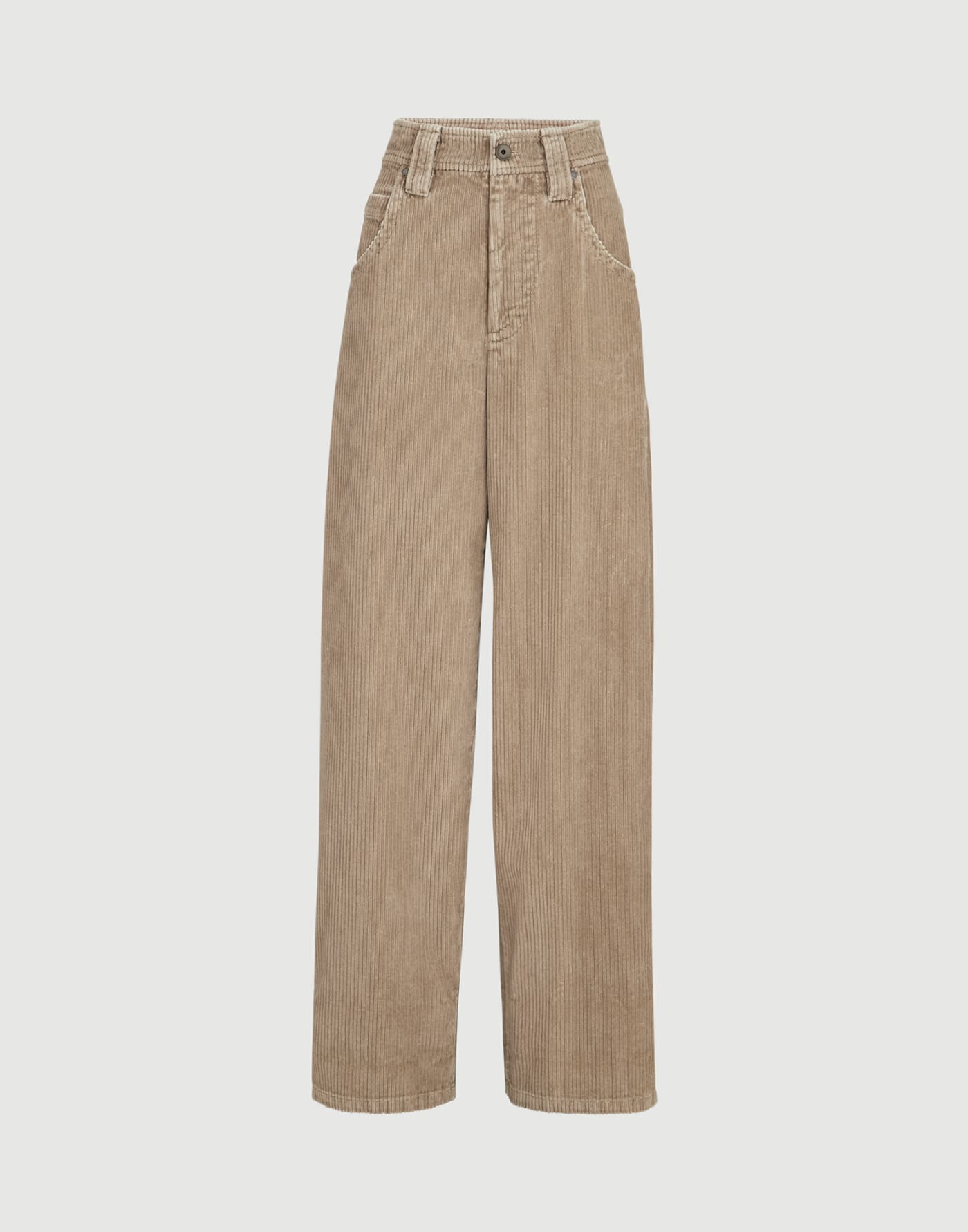 Corduroy baggy trousers Beige Woman - Brunello Cucinelli